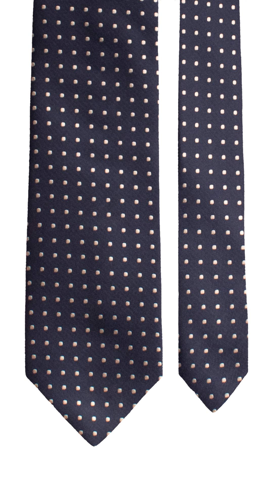 Cravatta da Cerimonia di Seta Blu a Pois Grigio Argento CY2105 Graffeo Cravatte Made in Italy Pala