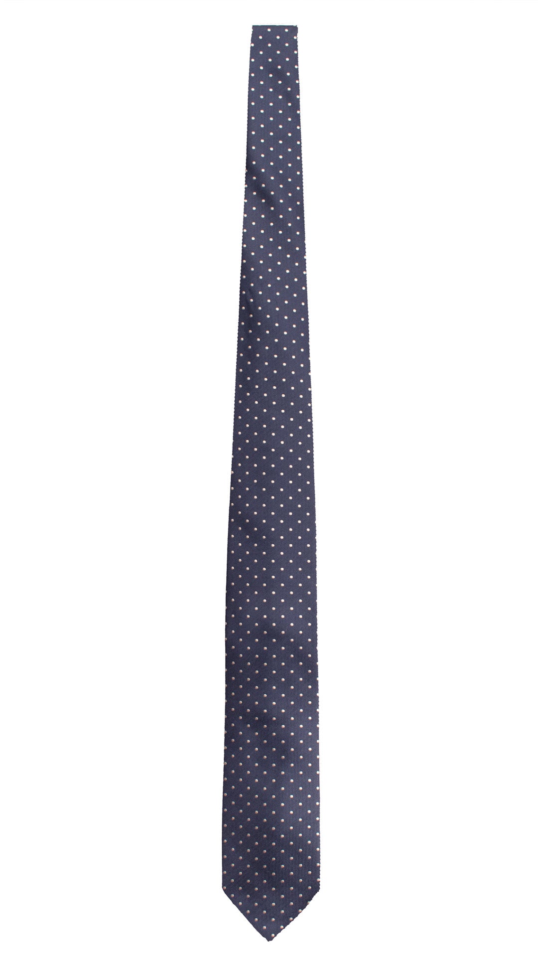 Cravatta da Cerimonia di Seta Blu a Pois Grigio Argento CY2106 Graffeo Cravatte Made in Italy Intera