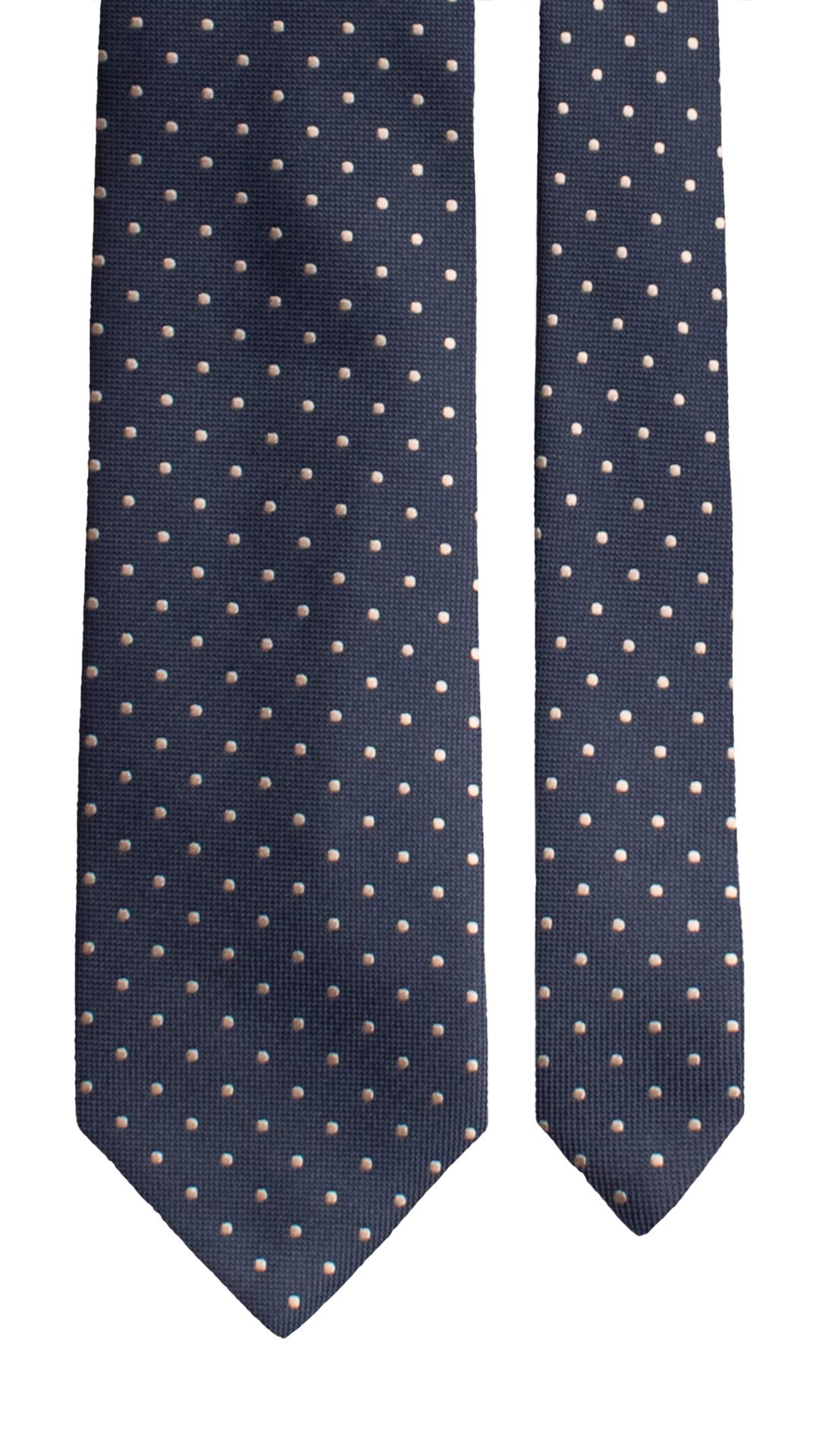 Cravatta da Cerimonia di Seta Blu a Pois Grigio Argento CY2106 Graffeo Cravatte Made in Italy Pala