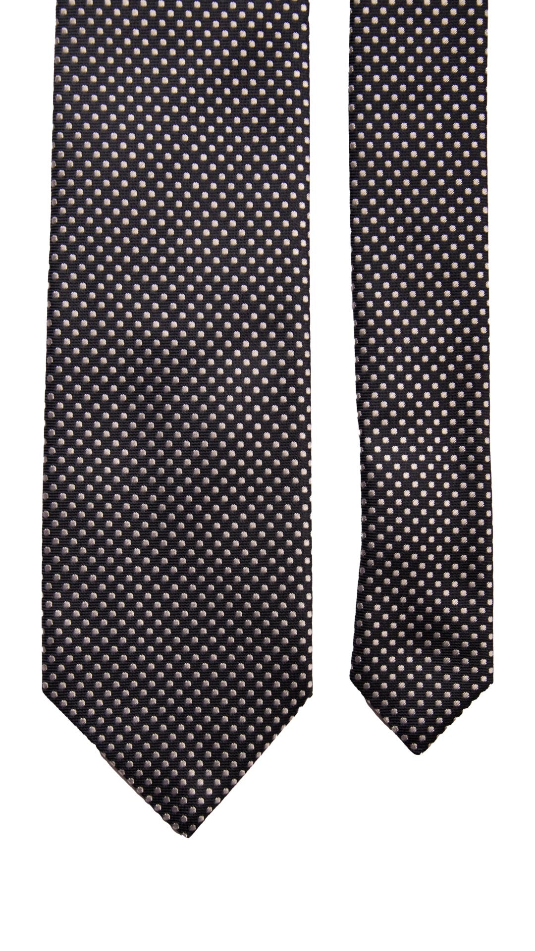 Cravatta da Cerimonia di Seta Blu a Pois Grigio Argento CY6676 Pala