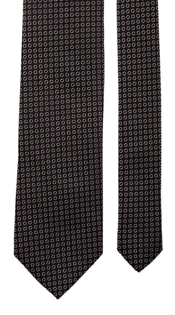 Cravatta da Cerimonia di Seta Blu a Pois Grigio Argento CY6806 Pala