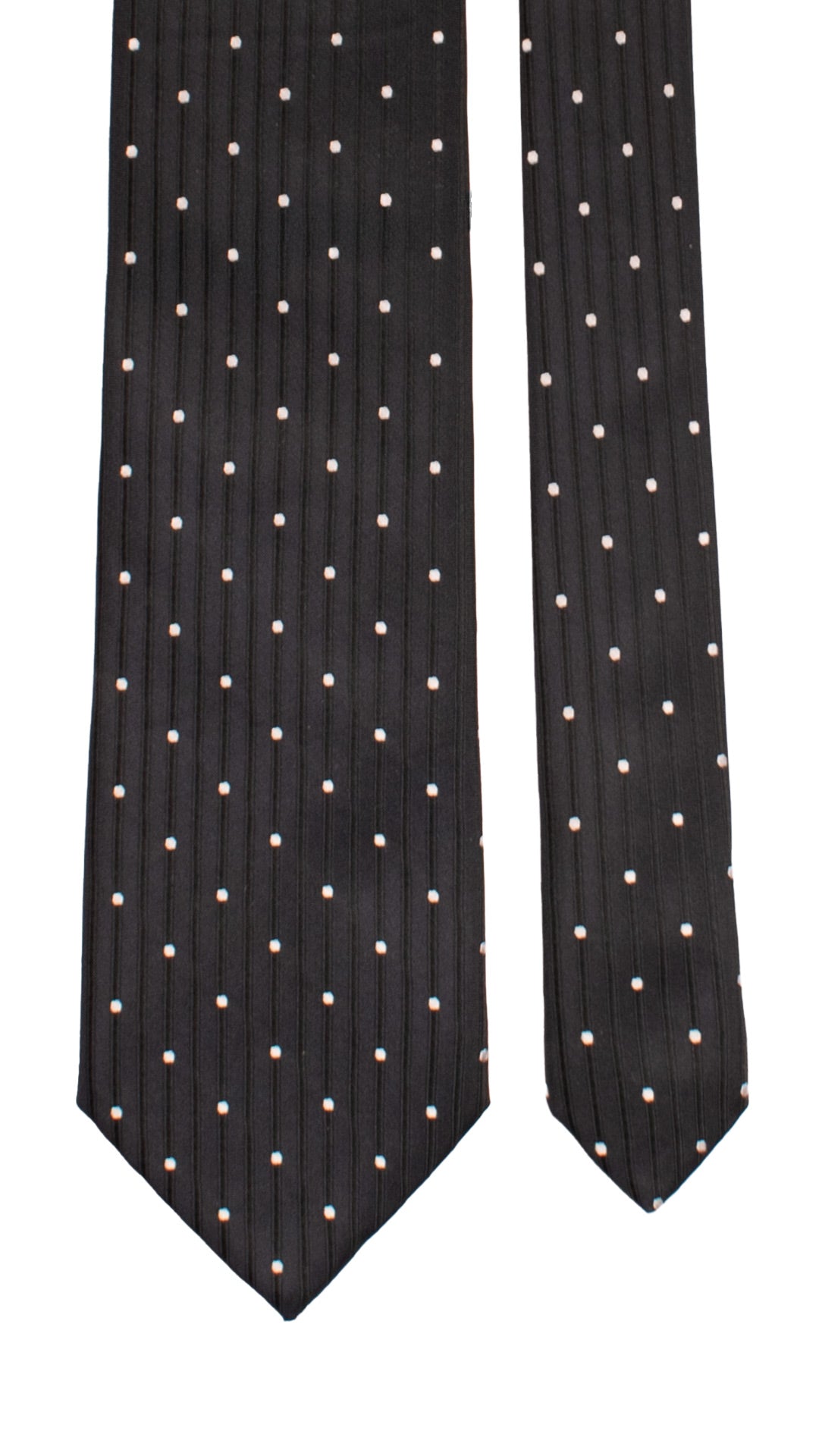 Cravatta da Cerimonia di Seta Blu a Pois Grigio Argento con Righe Verticali CY6626 Made in Italy Graffeo Cravatte Pala