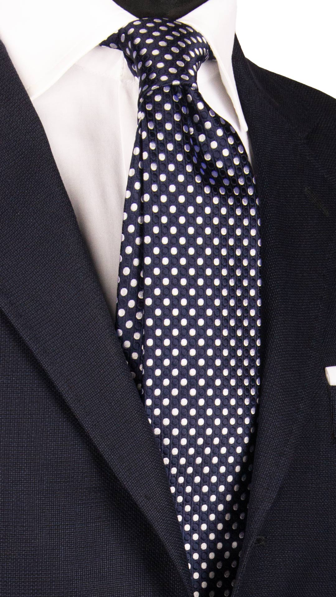 Cravatta da Cerimonia di Seta Blu a Pois Tono su Tono Grigio Argento CY7000 Made in Italy Graffeo Cravatte