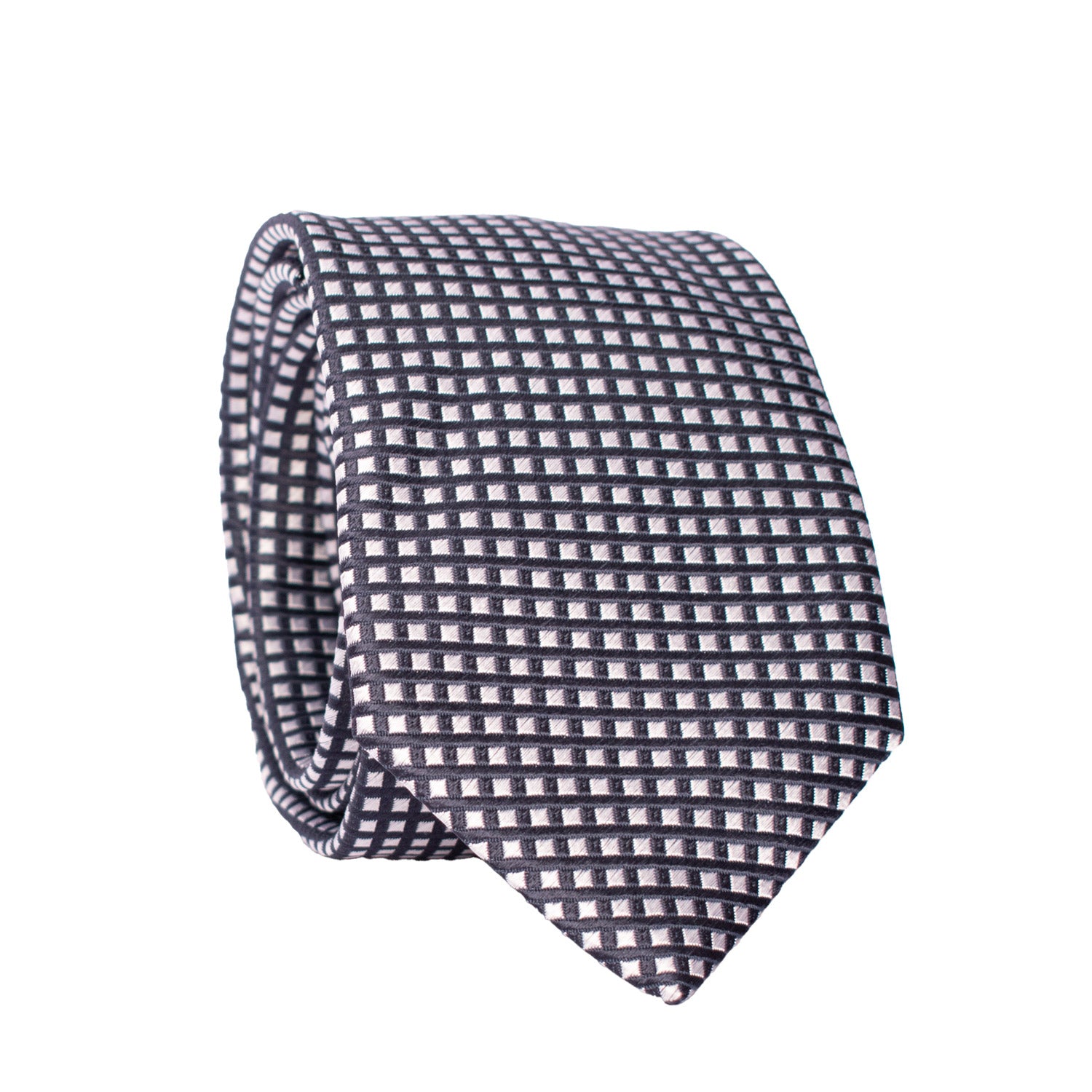 Cravatta da Cerimonia di Seta Fantasia Blu Grigio Argento CY6661 Arrotolata