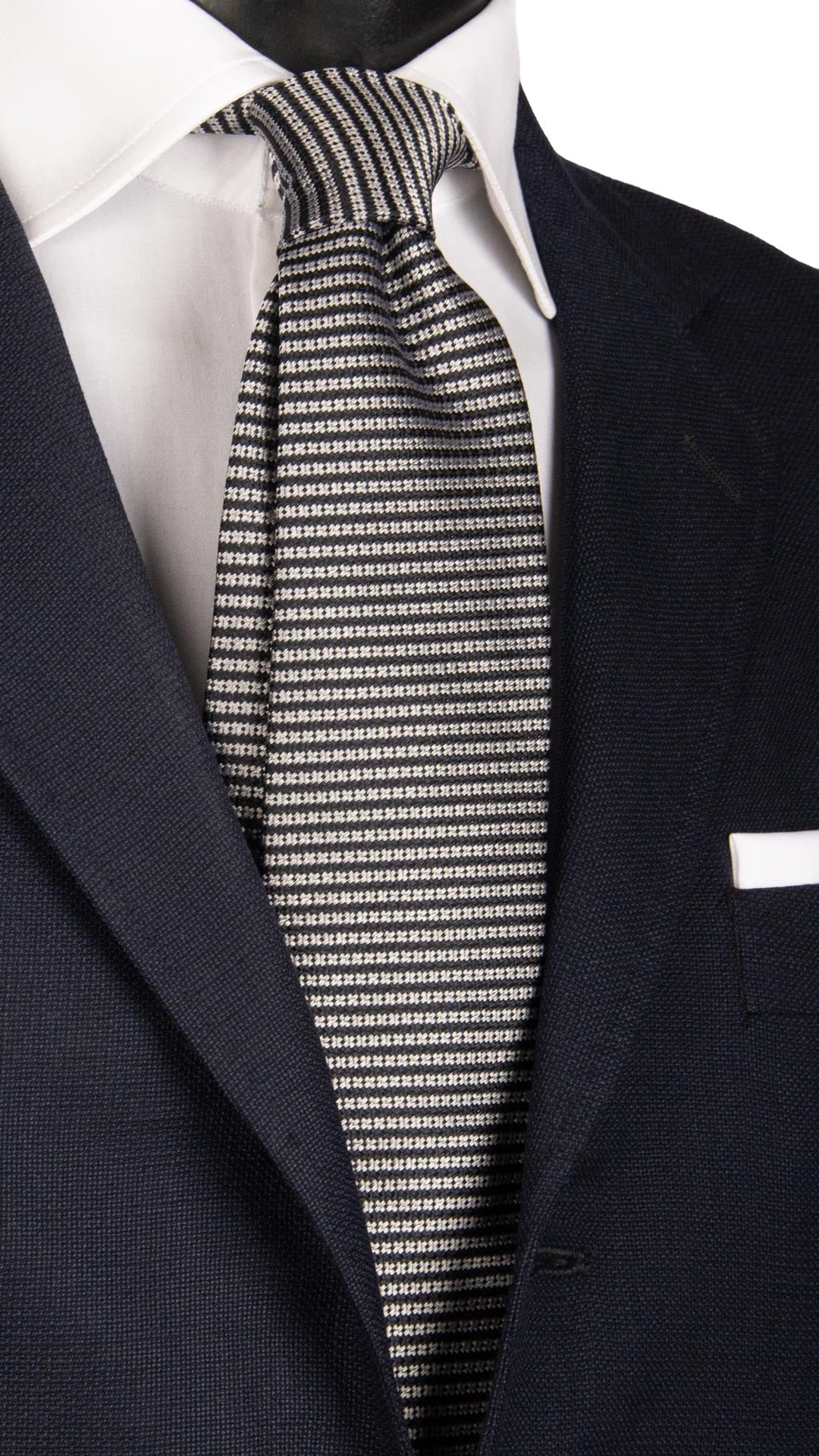 Cravatta da Cerimonia di Seta Fantasia Blu Notte Grigio Argento CY6683 Made in italy Graffeo Cravatte