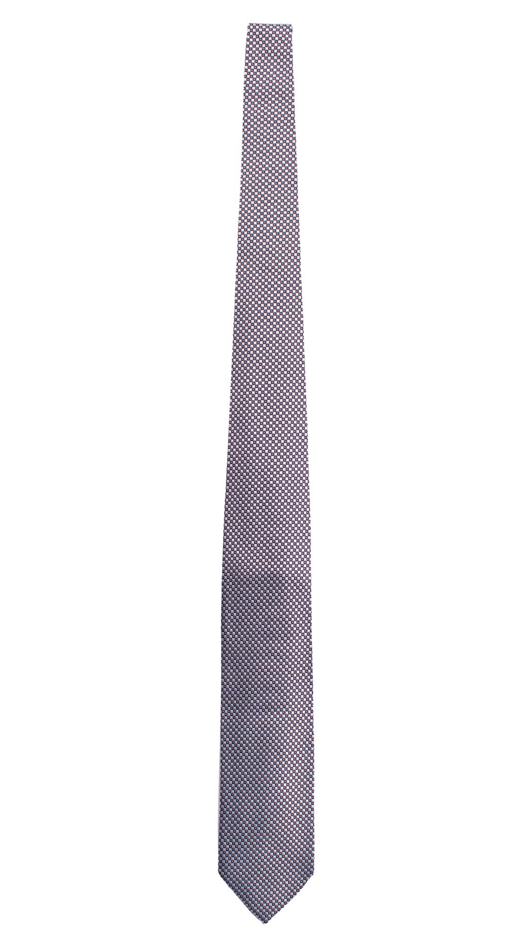 Cravatta da Cerimonia di Seta Grigia Argento Borgogna Blu Fantasia CY1888 Graffeo Cravatte Made in Italy Intera