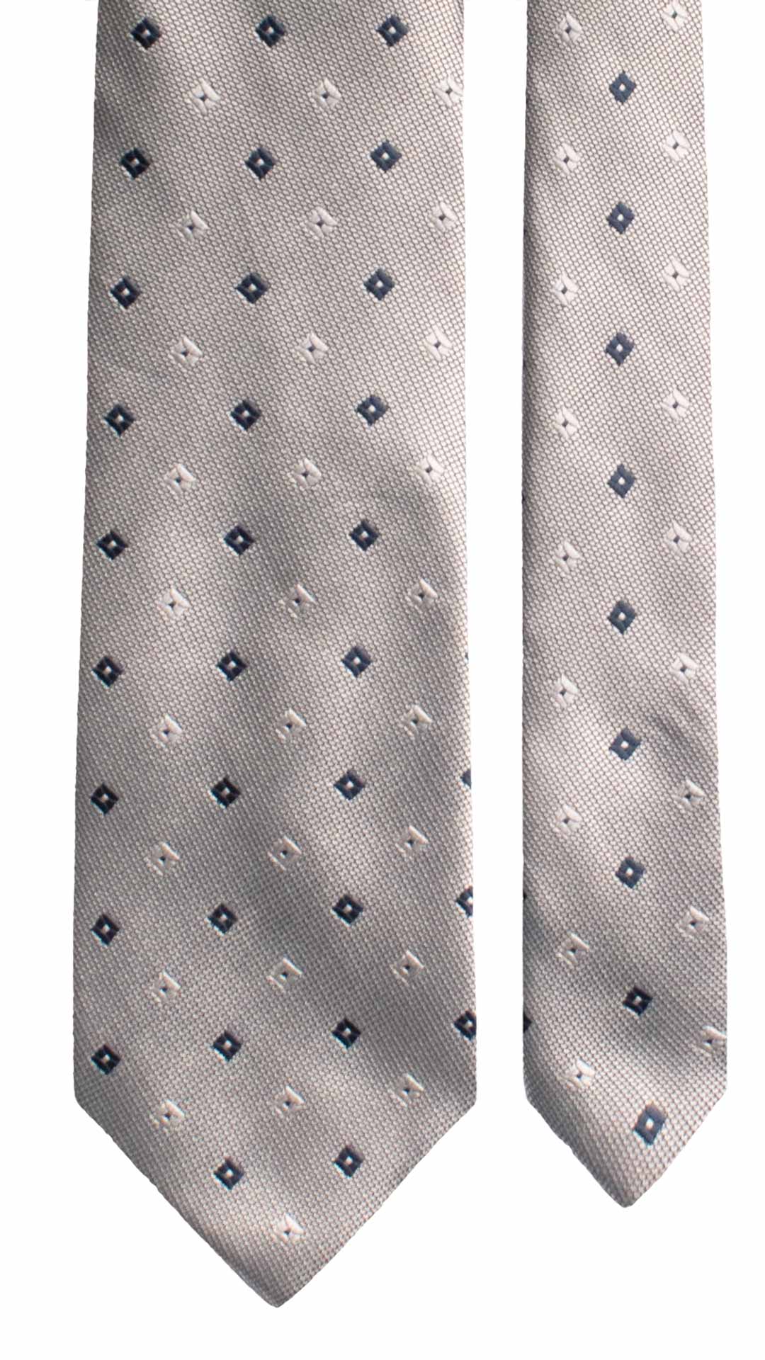 Cravatta da Cerimonia di Seta Grigia Fantasia Tono su Tono Blu CY1913 Graffeo Cravatte Made in Italy Pala