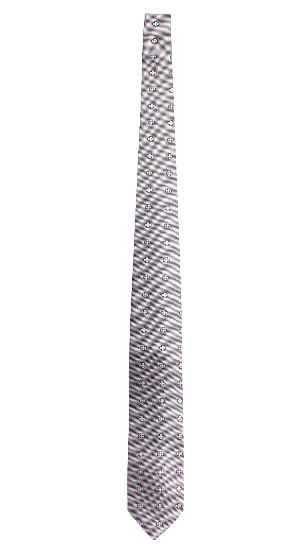Cravatta da Cerimonia di Seta Grigio Argento Blu Fantasia Tono su Tono CY1770 Graffeo Cravatte Made in Italy Intera