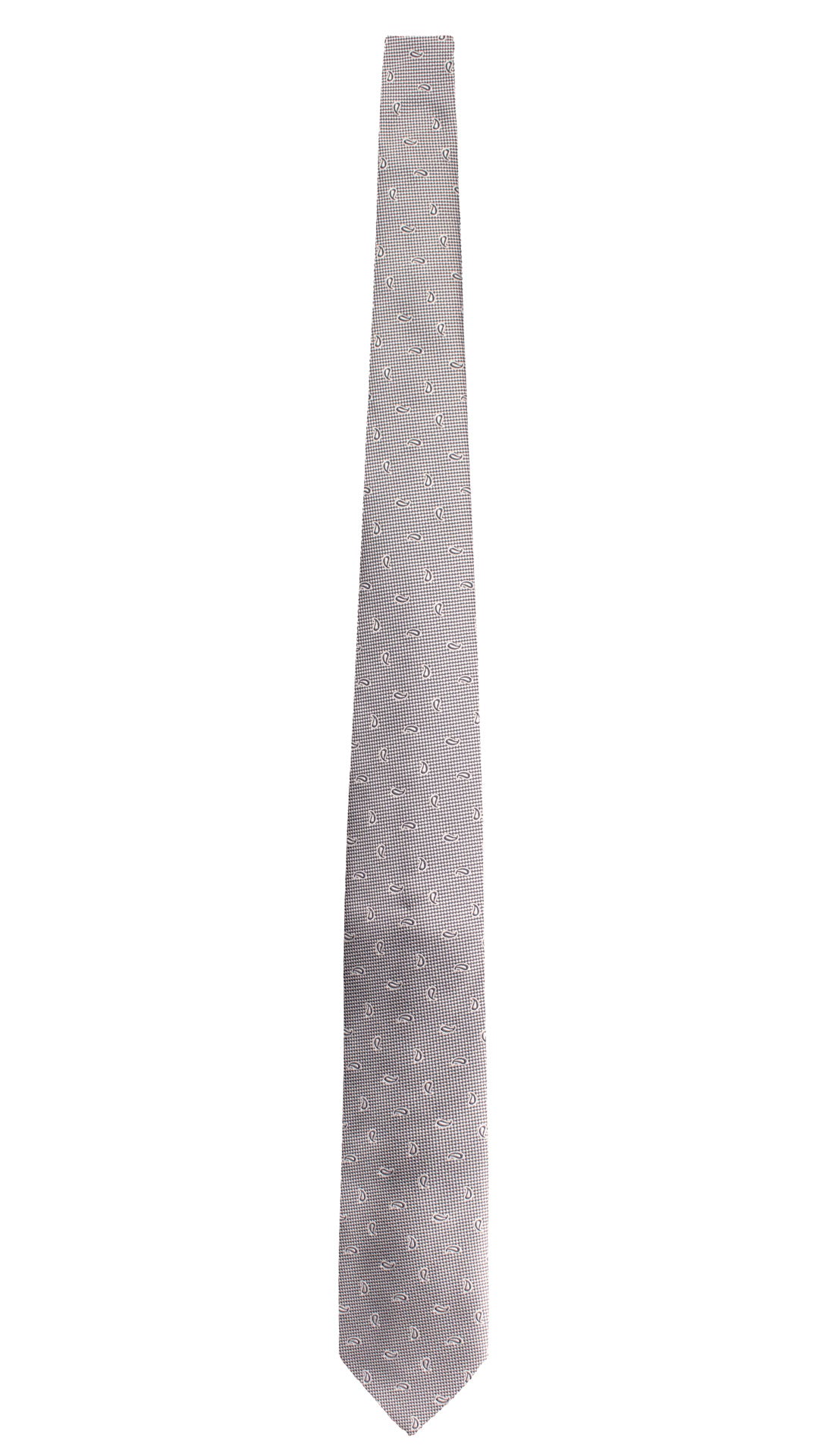 Cravatta da Cerimonia di Seta Grigio Argento Blu Paisley Tono su Tono CY1780 Graffeo Cravatte Made in Italy Intera