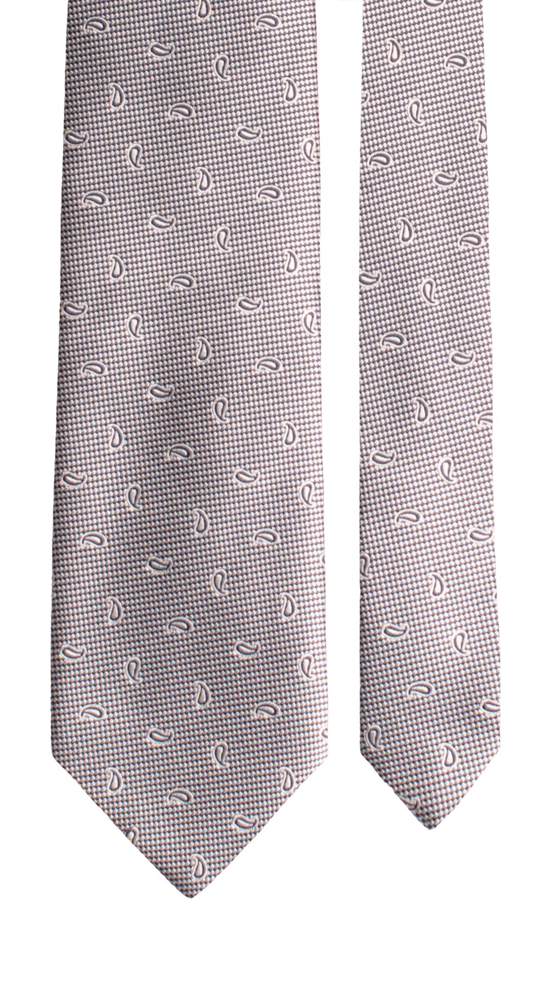 Cravatta da Cerimonia di Seta Grigio Argento Blu Paisley Tono su Tono CY1780 Graffeo Cravatte Made in Italy Pala