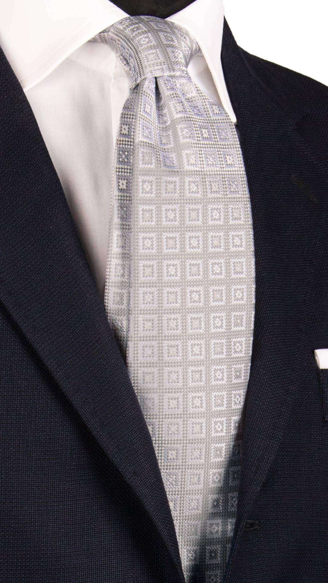 Cravatta da Cerimonia di Seta Grigio Argento Fantasia Bianco Perla CY6969 Made in Italy Graffeo Cravatte