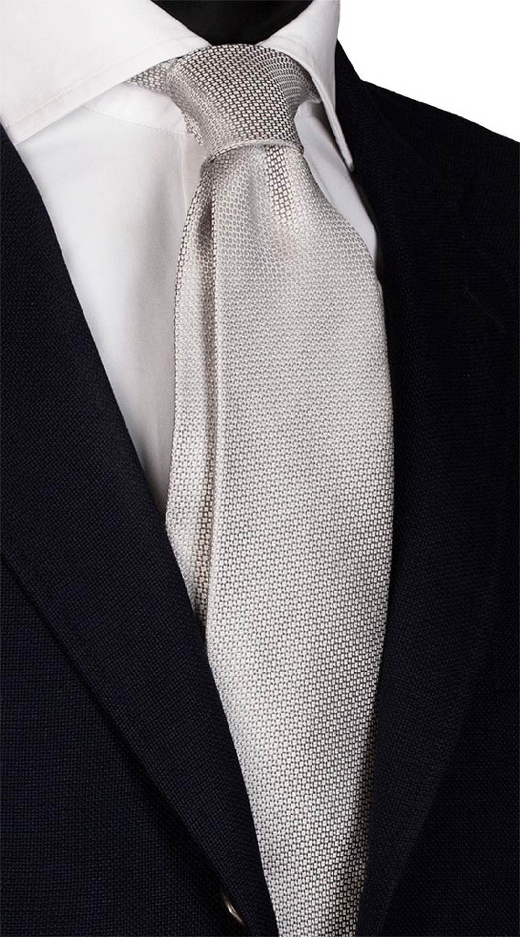 Cravatta da Cerimonia di Seta Grigio Argento Fantasia Tono su Tono Made in Italy Graffeo Cravatte
