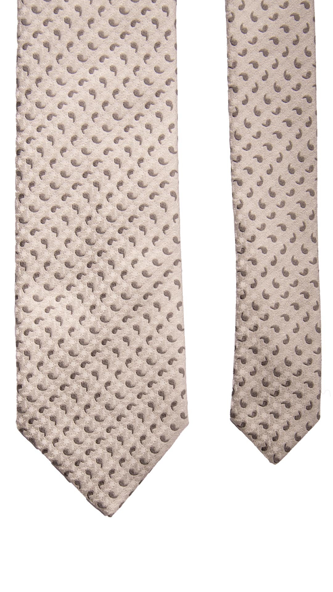 Cravatta da Cerimonia di Seta Grigio Argento Paisley Grigio Scuro CY6672 Pala
