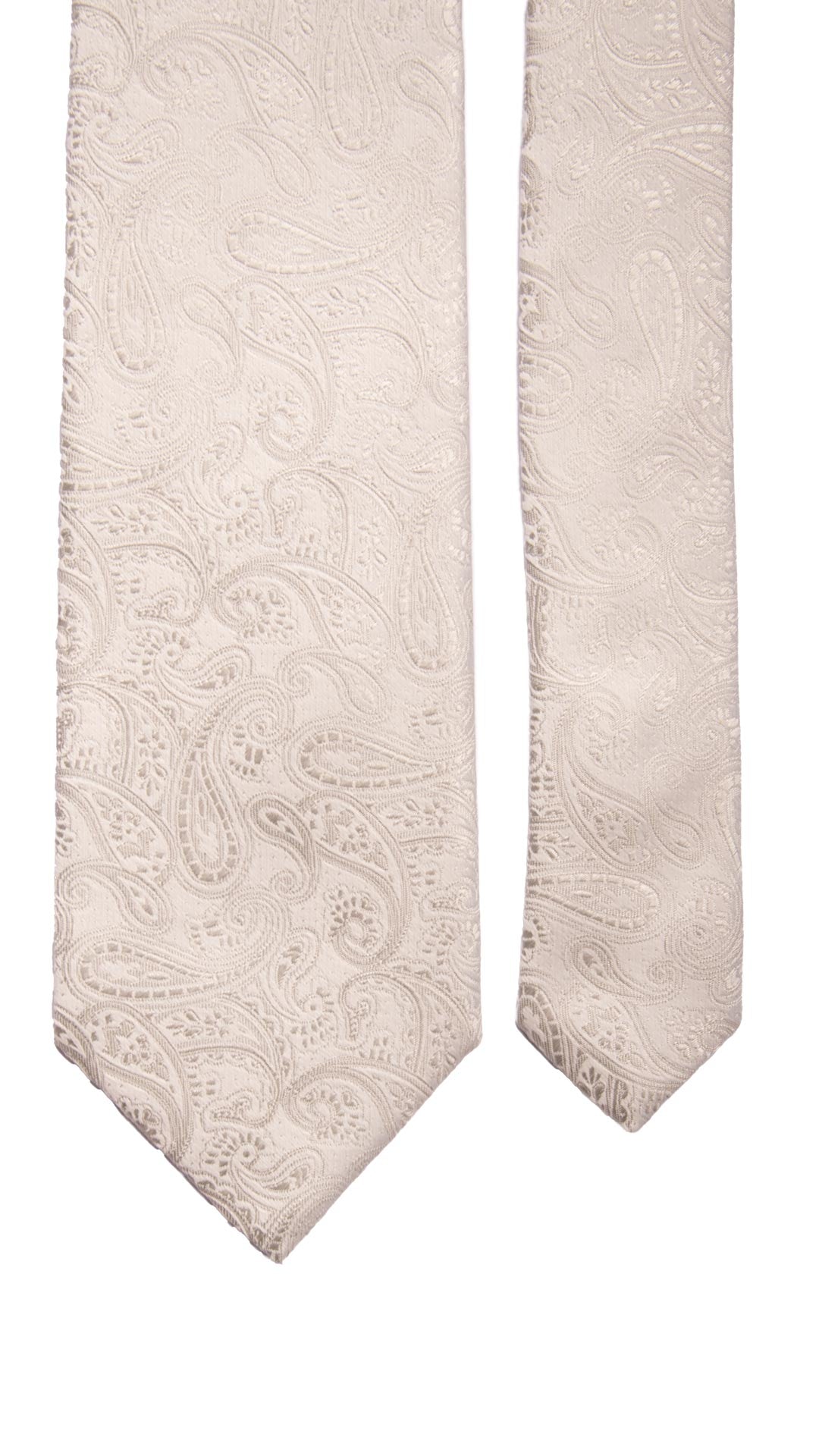 Cravatta da Cerimonia di Seta Grigio Argento Paisley Tono su Tono CY6604 Pala