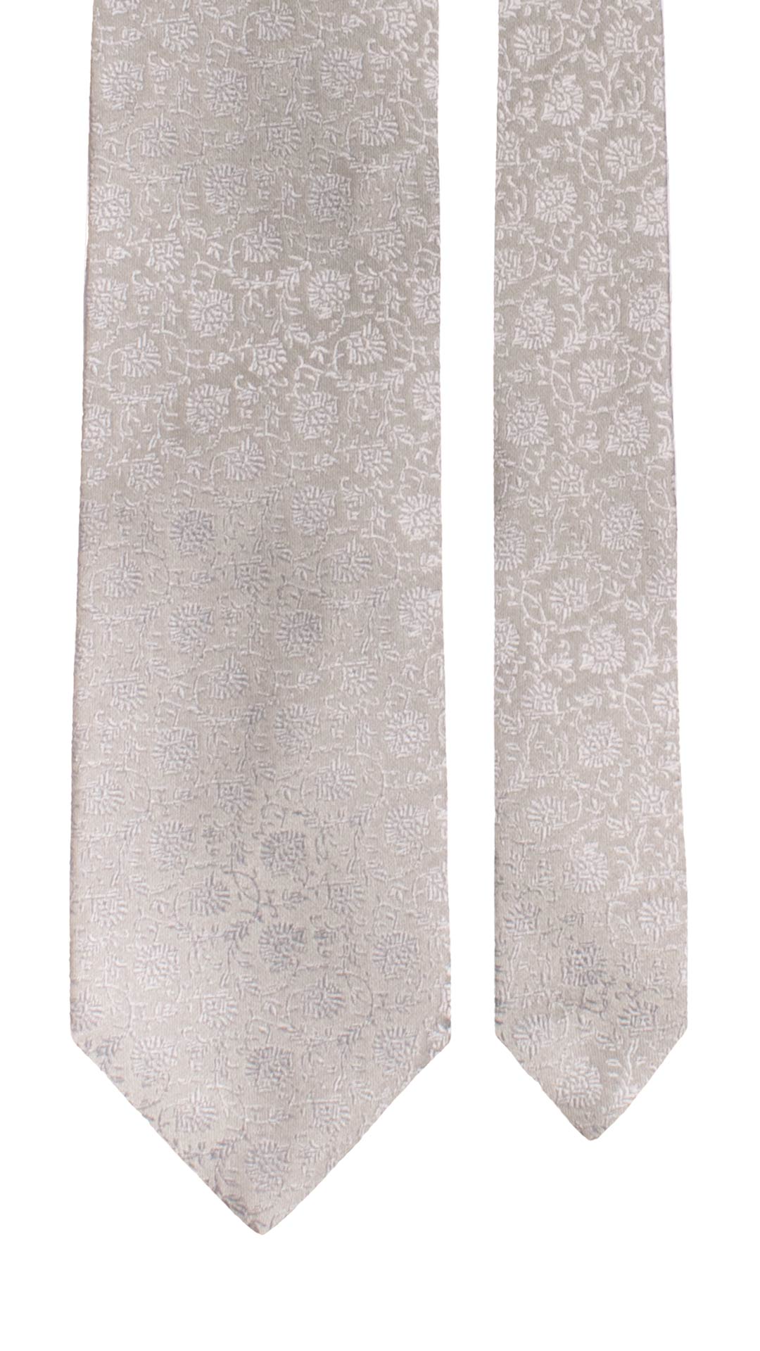 Cravatta da Cerimonia di Seta Grigio Argento a Fiori Tono su Tono CY1587 Graffeo Cravatte Made in Italy Pala