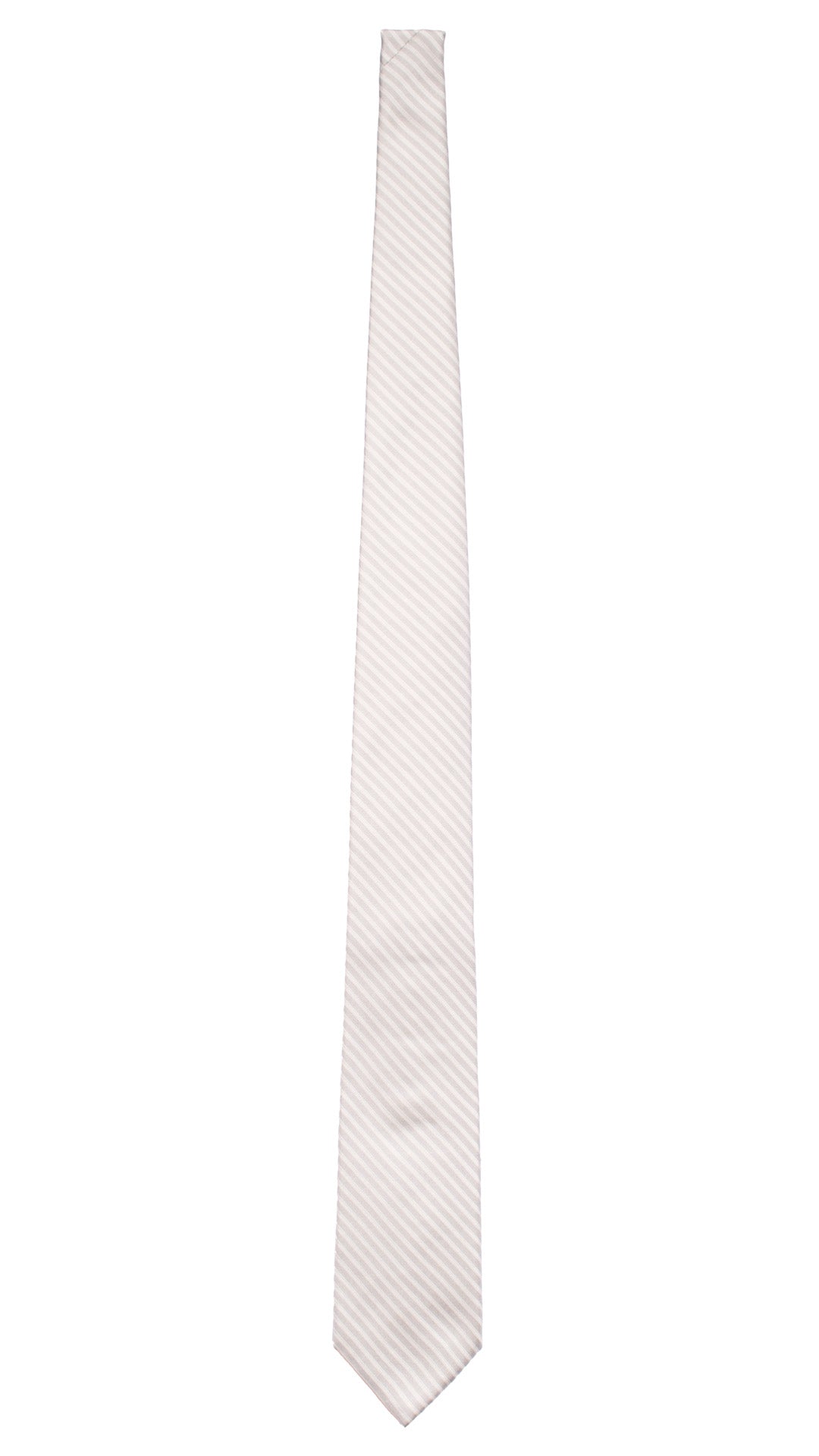 Cravatta da Cerimonia di Seta Grigio Argento con Righe Bianche CY7452 Made in Italy Graffeo Cravatte Intera