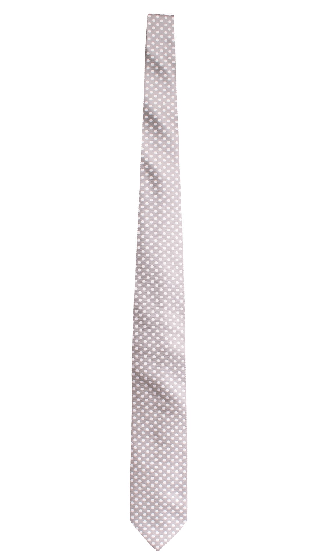 Cravatta da Cerimonia di Seta Grigio Chiaro a Pois Grigio Argento CY1734 Graffeo Cravatte Made in Italy Intera