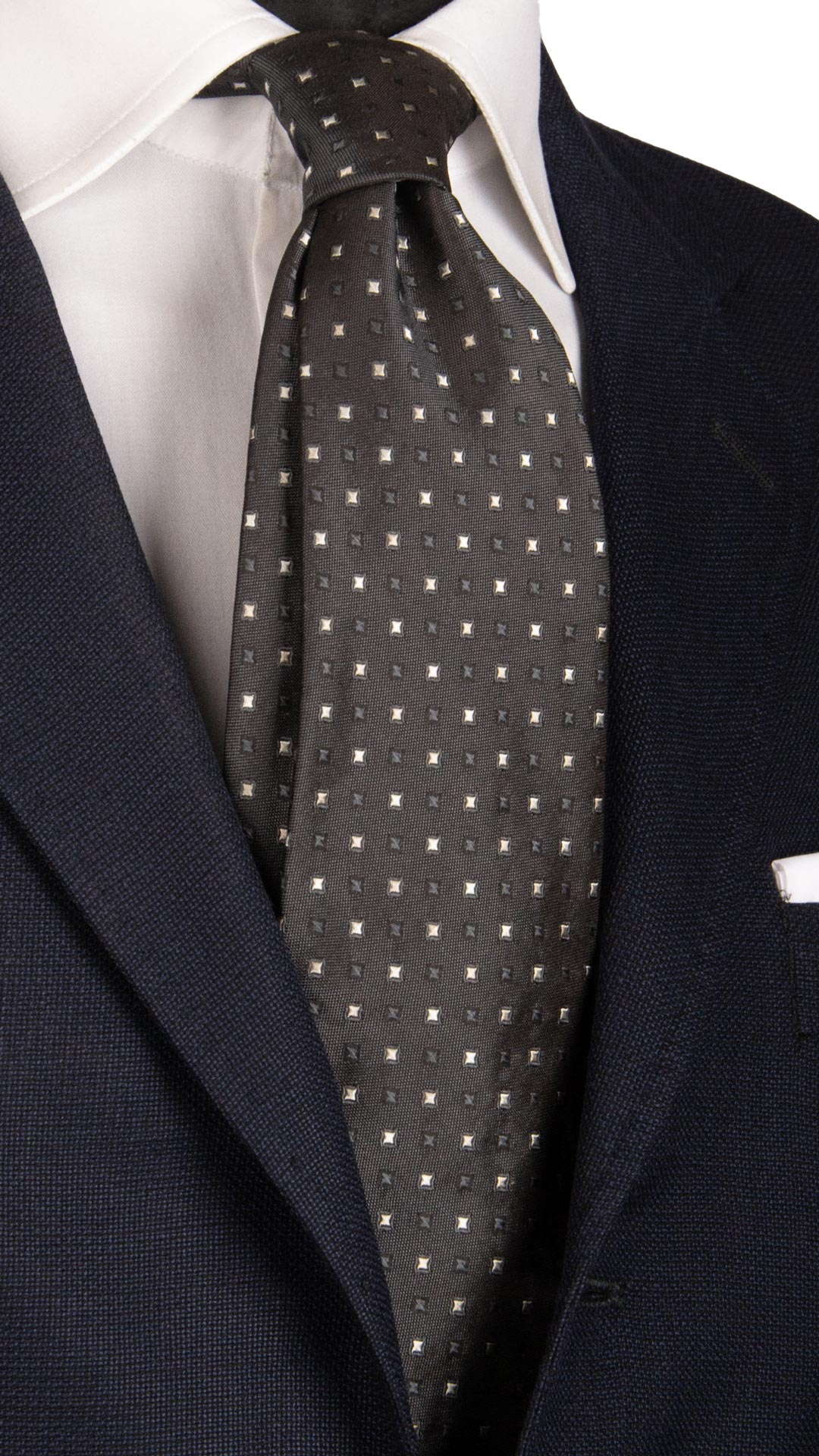 Cravatta da Cerimonia di Seta Grigio Scuro Fantasia Grigio Argento CY6741 MAde in Italy Graffeo Cravatte