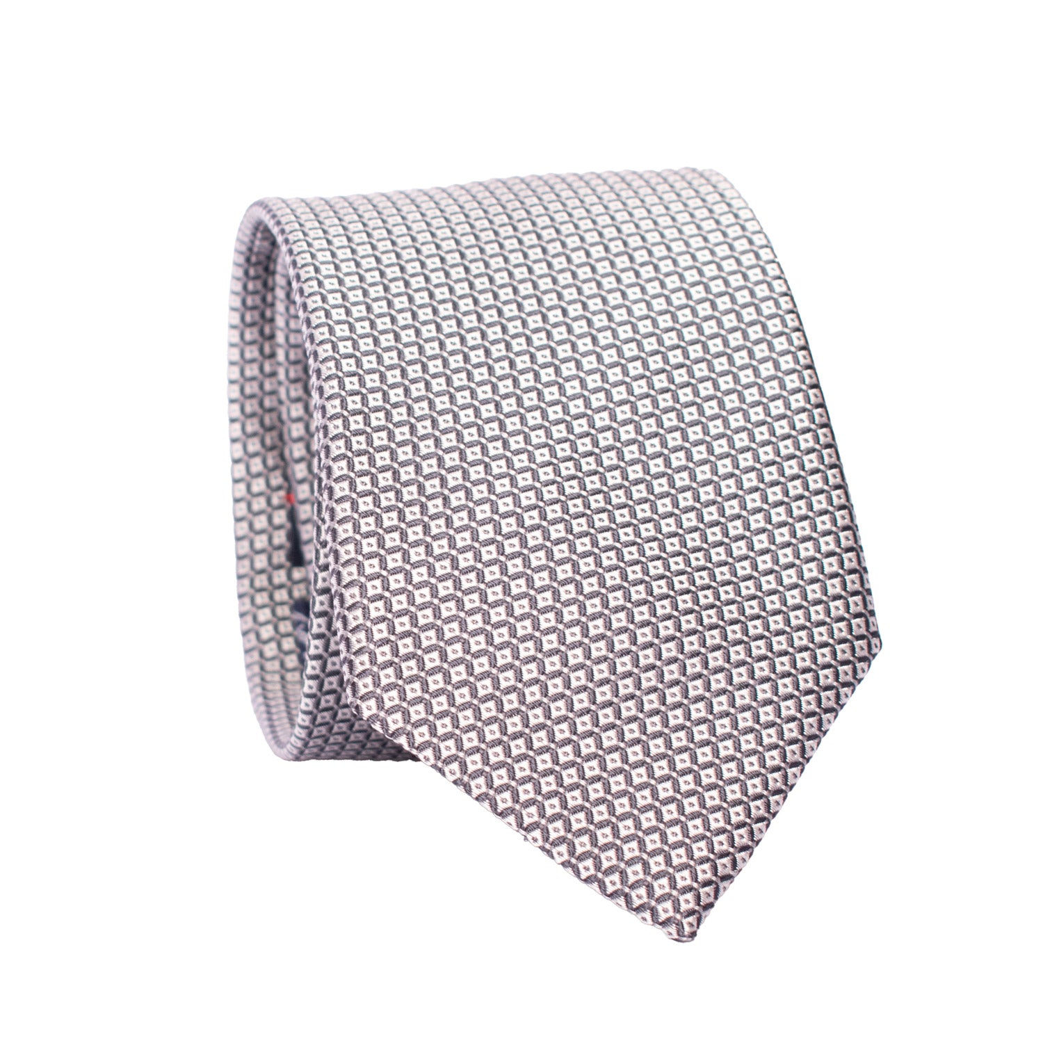 Cravatta da Cerimonia di Seta Grigio Scuro Fantasia Grigio Argento CY6743 Arrotolata