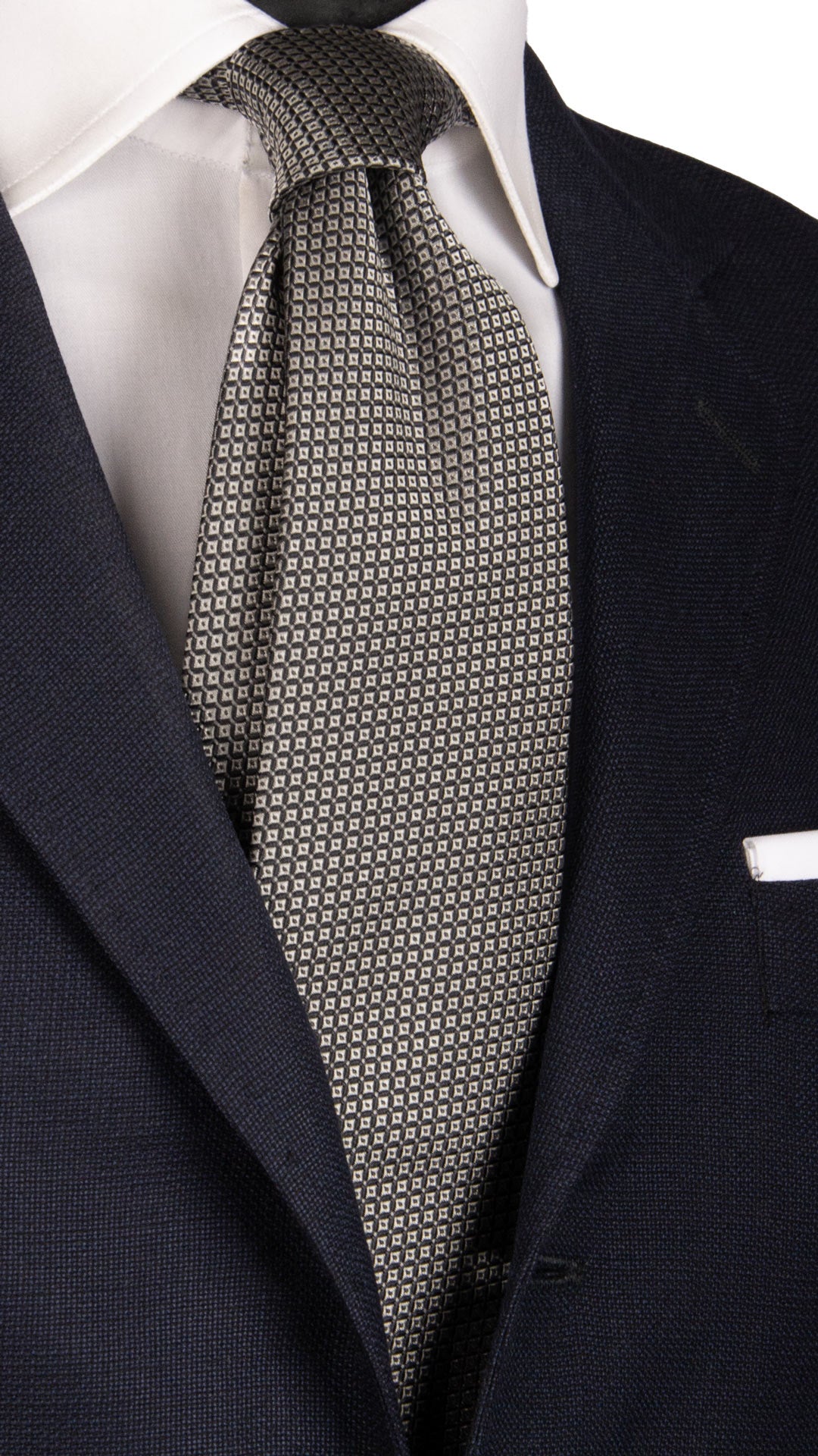 Cravatta da Cerimonia di Seta Grigio Scuro Fantasia Grigio Argento CY6743 made in Italy Graffeo Cravatte