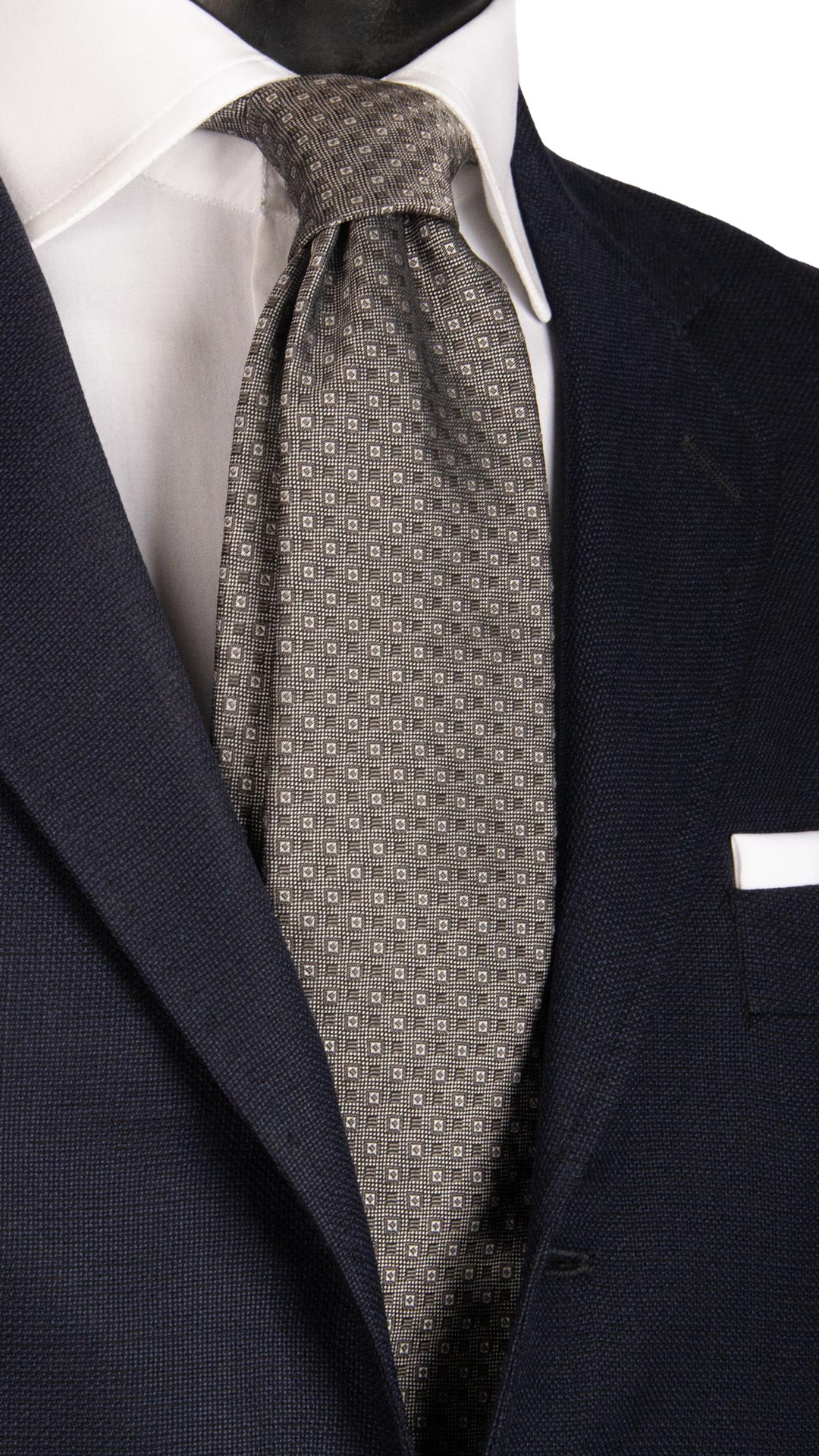 Cravatta da Cerimonia di Seta Grigio Scuro Fantasia Grigio Chiaro CY6673 Made in Italy Graffeo Cravatte