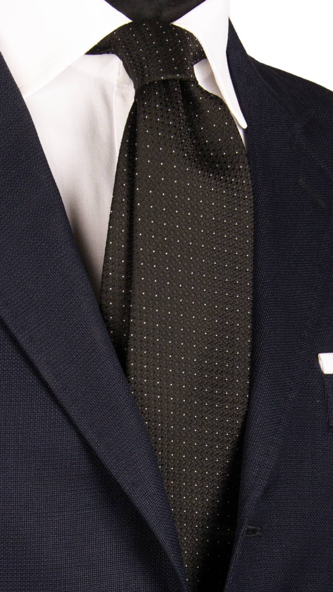 Cravatta da Cerimonia di Seta Nera Fantasia Bianco Perla CY6938 Made in Italy Graffeo Cravatte