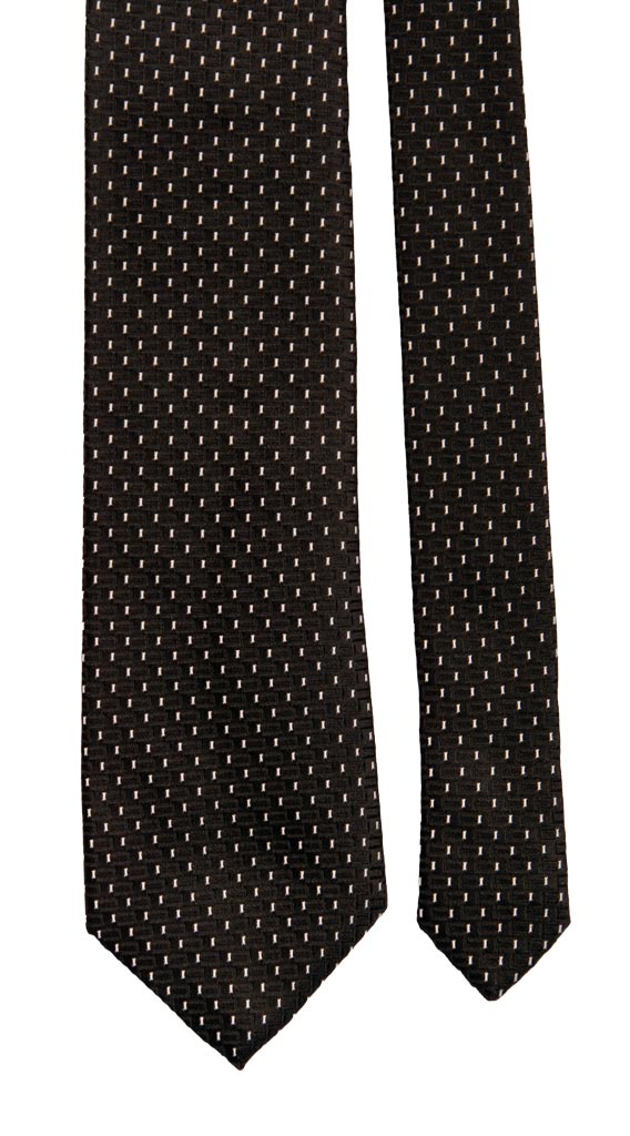 Cravatta da Cerimonia di Seta Nera Fantasia Grigia Argento CY6907 Pala