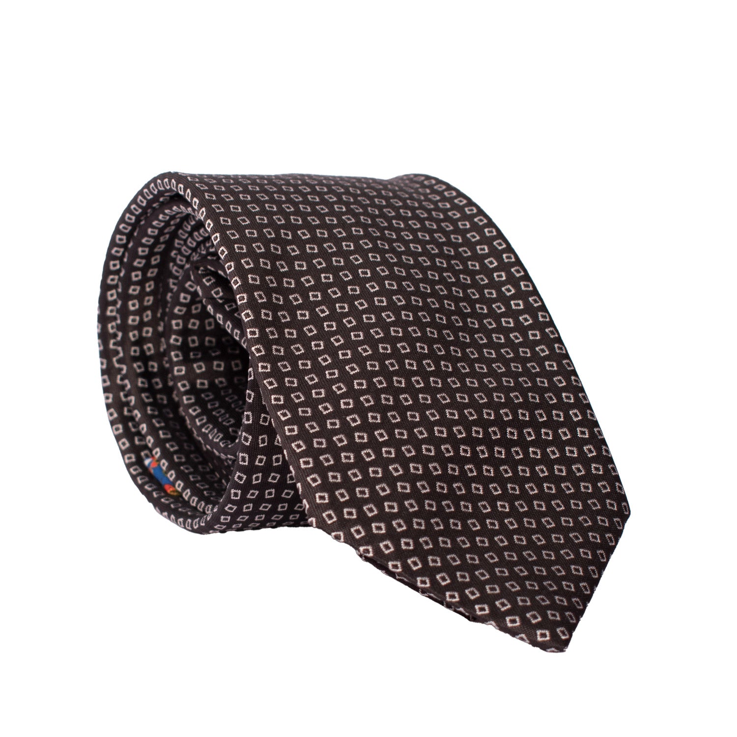 Cravatta da Cerimonia di Seta Nera Fantasia Grigia CY6636 Arrotolata