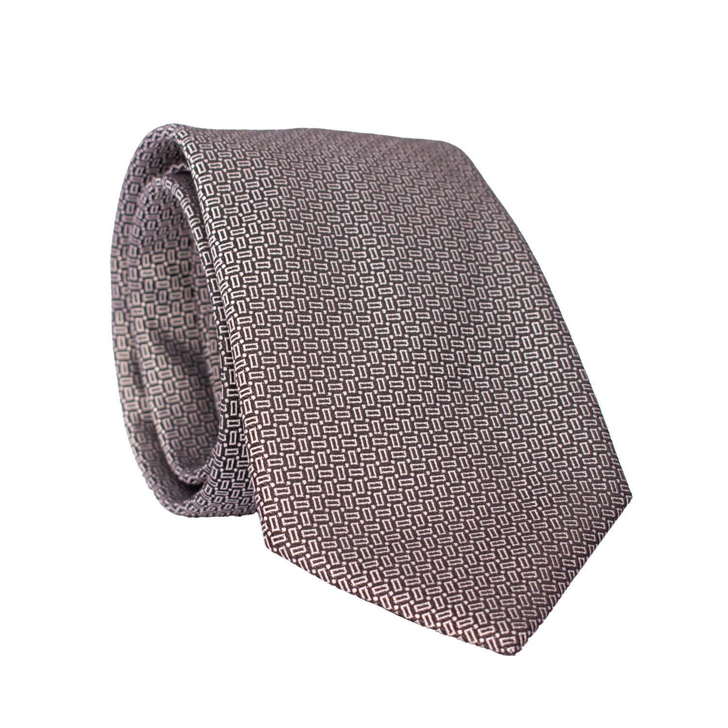 Cravatta da Cerimonia di Seta Nera Fantasia Grigia CY6650 Arrotolata