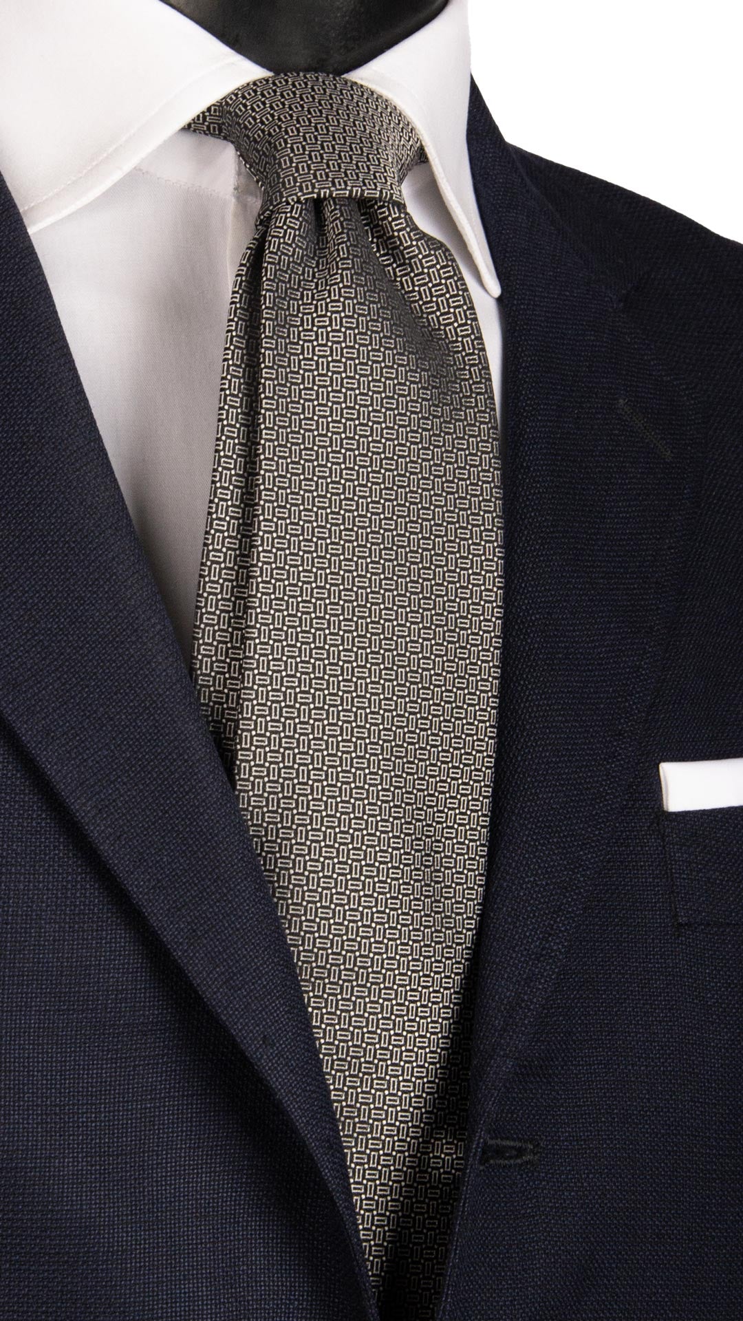 Cravatta da Cerimonia di Seta Nera Fantasia Grigia CY6650 Made in Italy Graffeo Cravatte