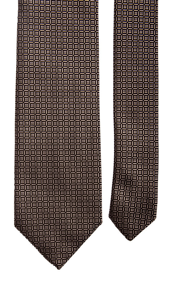 Cravatta da Cerimonia di Seta Nera Fantasia Grigia Made in Italy Graffeo Cravatte Pala