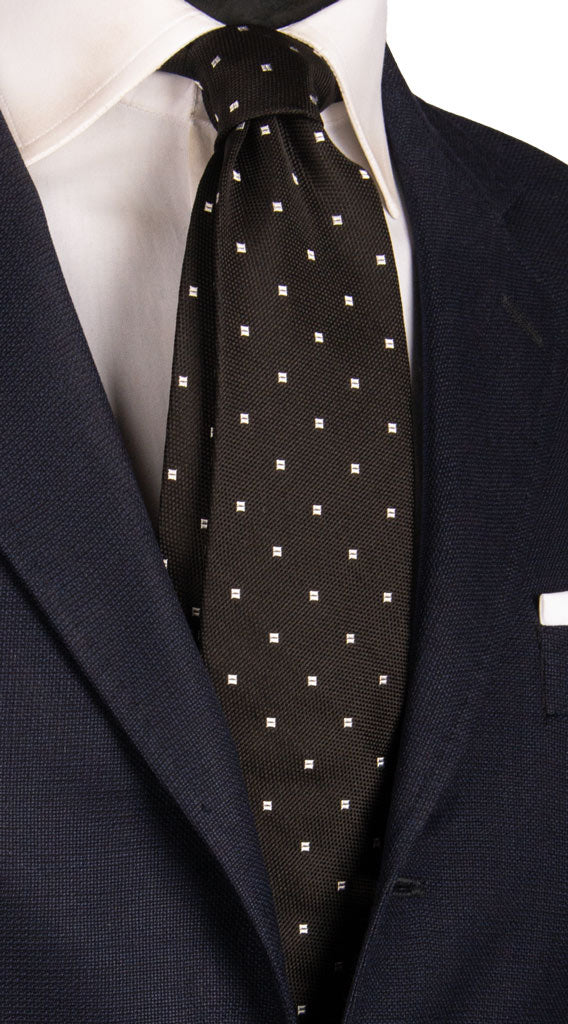 Man Black Ceremony Silk Tie Silver Grey Pattern CY6804