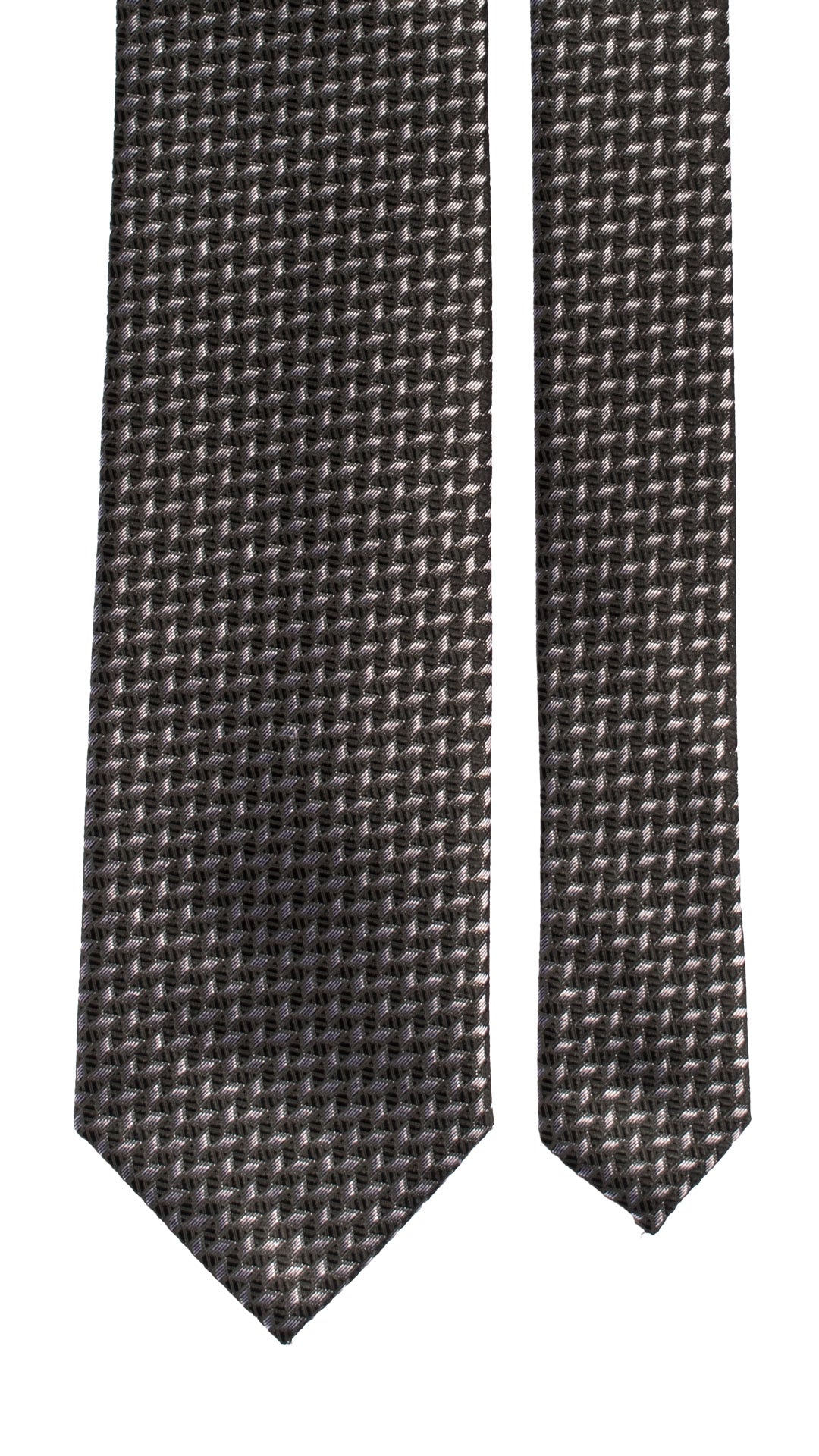 Cravatta da Cerimonia di Seta Nera Fantasia Grigio Argento CY6932 Pala