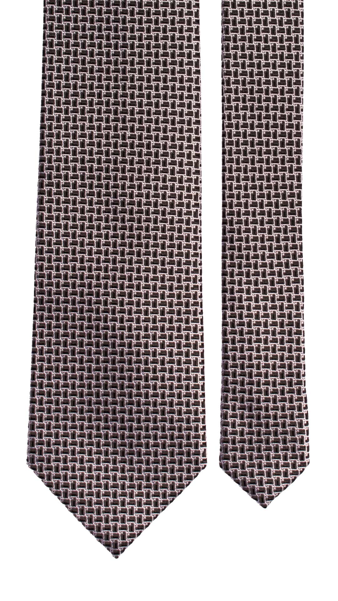 Cravatta da Cerimonia di Seta Nera Fantasia Grigio Argento CY6941 Pala