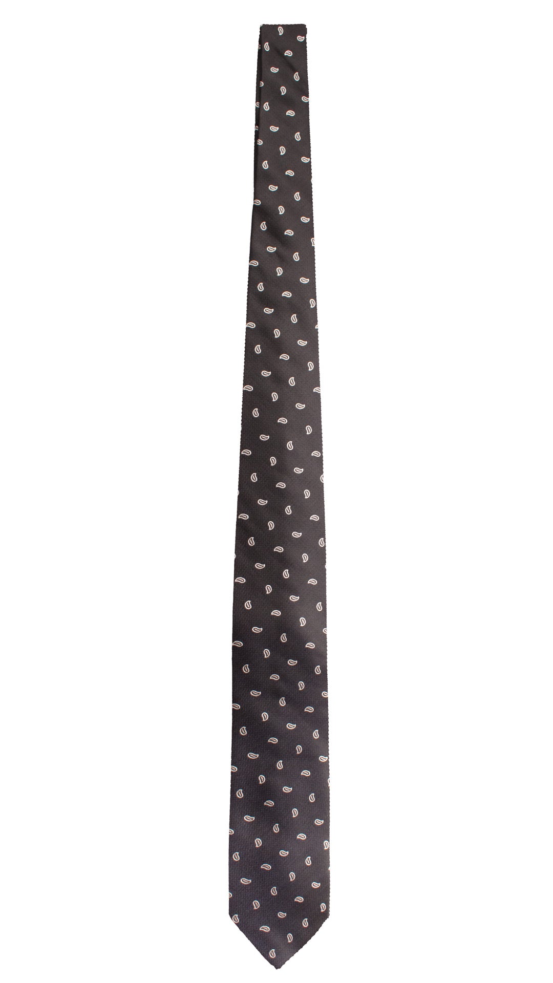 Cravatta da Cerimonia di Seta Nera Paisley Grigio Bianco CY1786 Graffeo Cravatte Made in Italy Intera