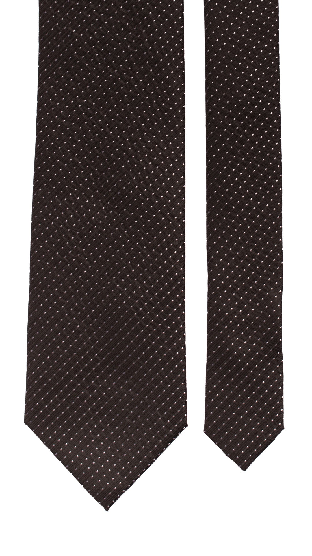 Cravatta da Cerimonia di Seta Nera Punto a Spillo Grigio Argento CY6947 Pala