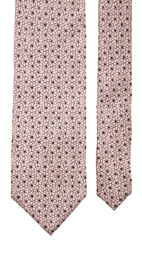 Cravatta da Cerimonia in Twill di Seta Grigia a Fiori Neri Made in italy Graffeo Cravatte Pala