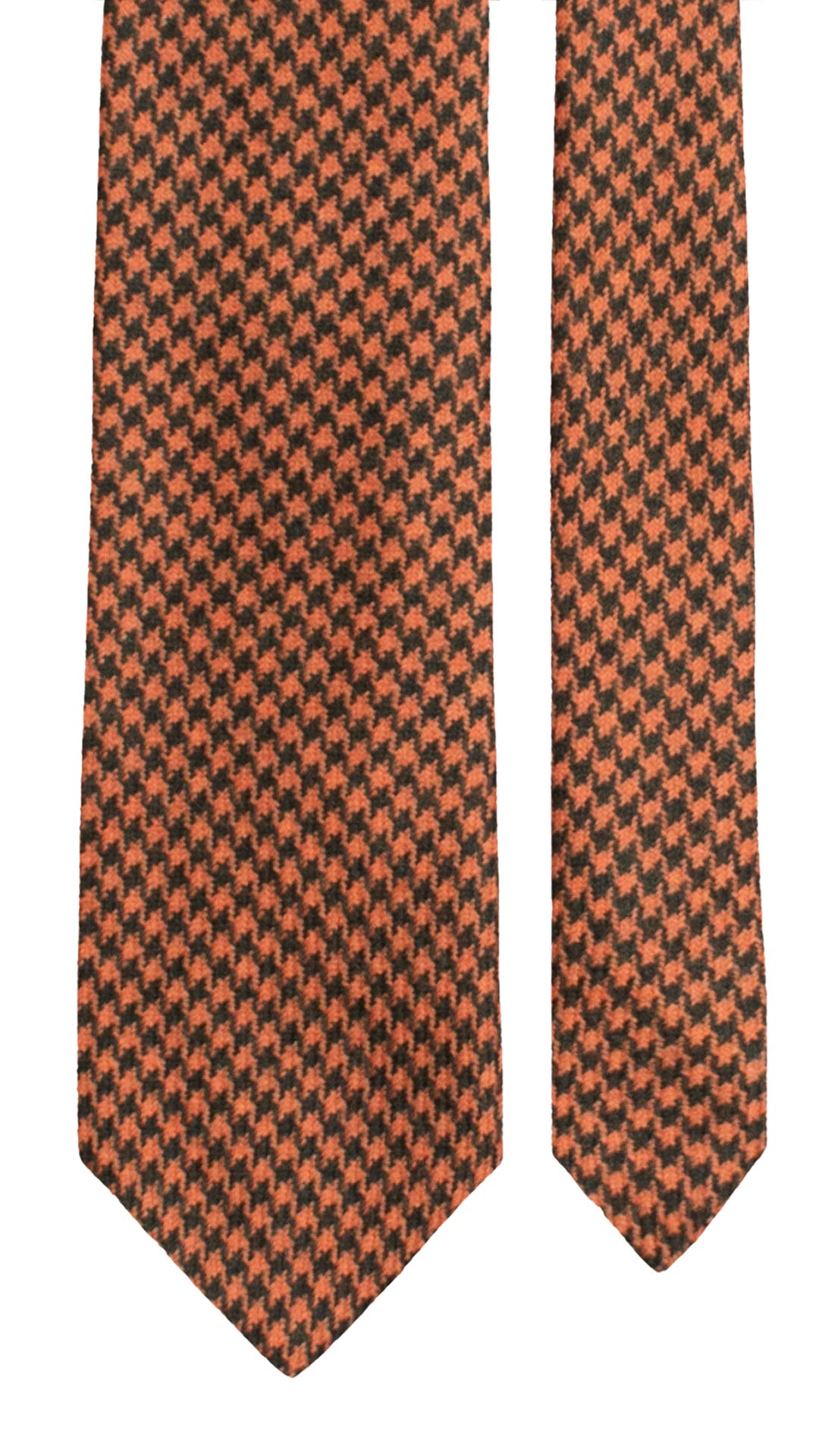 Cravatta di Cashmere Arancione Pied de Poule Nero L1228 Made in Italy Graffeo Cravatte Pala