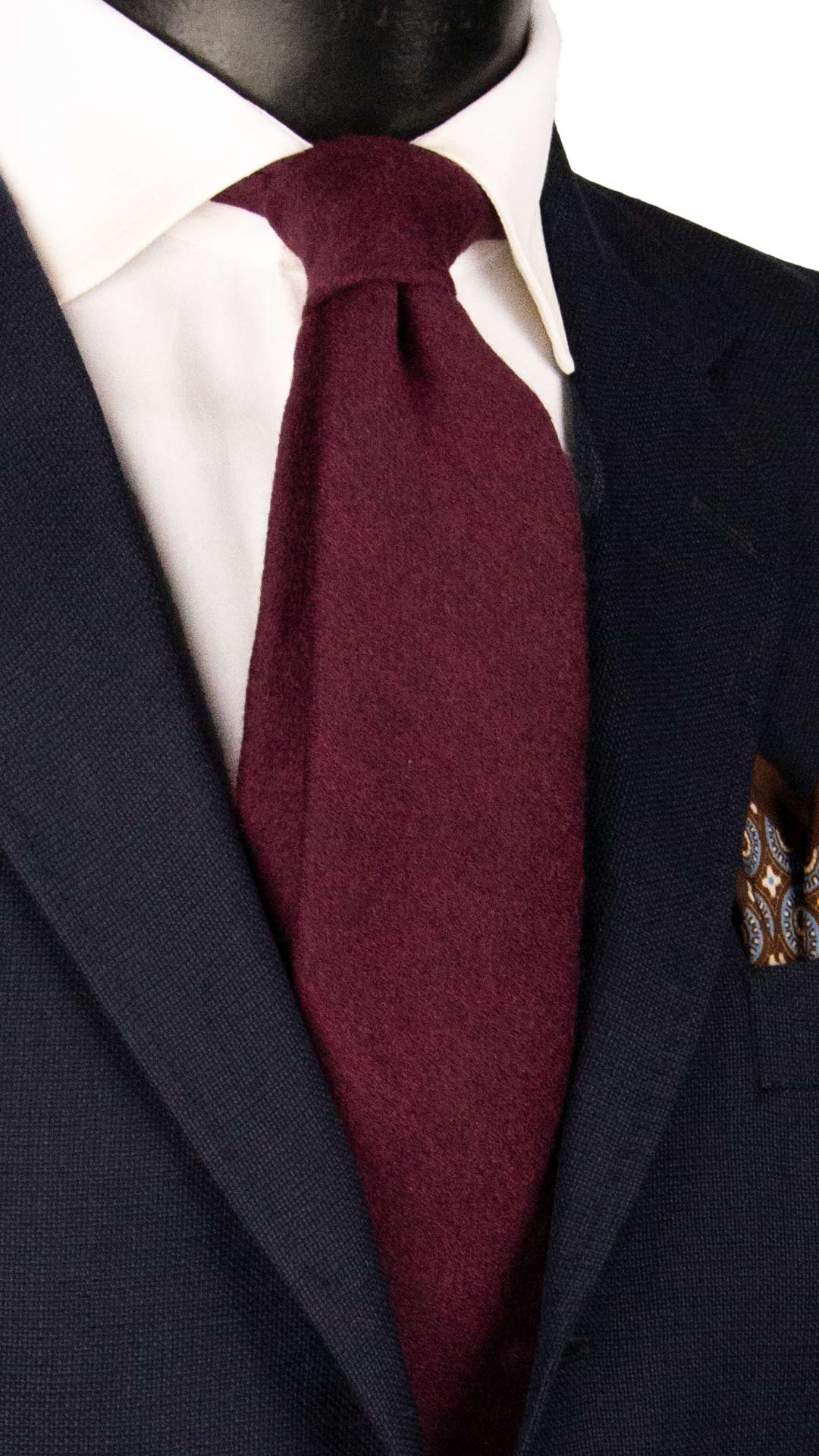 Cravatta di Cashmere Borgogna Tinta Unita L1267 Made in Italy Graffeo Cravatte