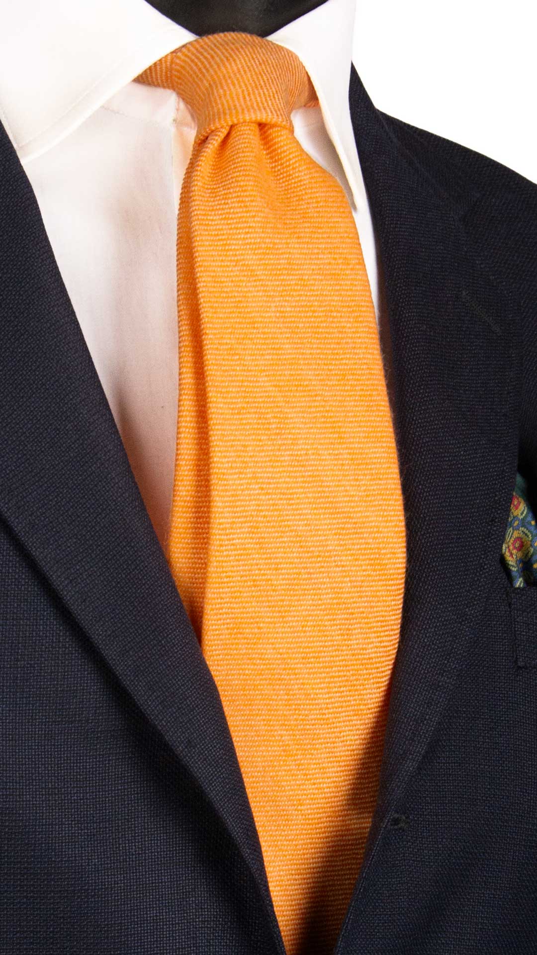 Cravatta di Cashmere Fantasia Arancione Beige L1109 Made in Italy Graffeo Cravatte