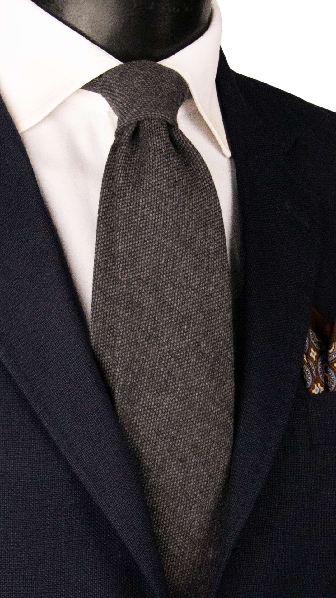 Cravatta di Cashmere Grigia Fantasia Grigio Chiaro L1232 Made in Italy Graffeo Cravatte