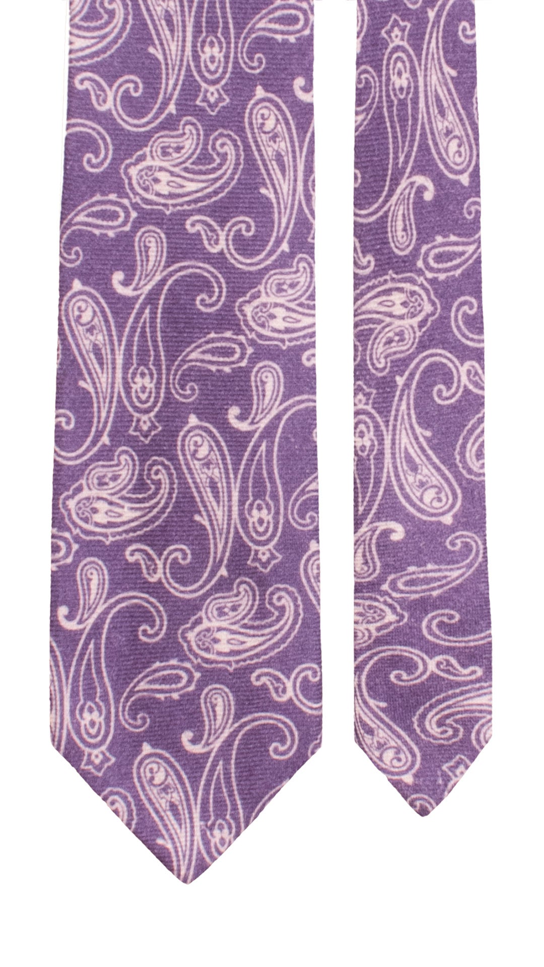 Cravatta di Cashmere Viola Paisley Bianco L1201 Made in Italy Graffeo Cravatte Pala