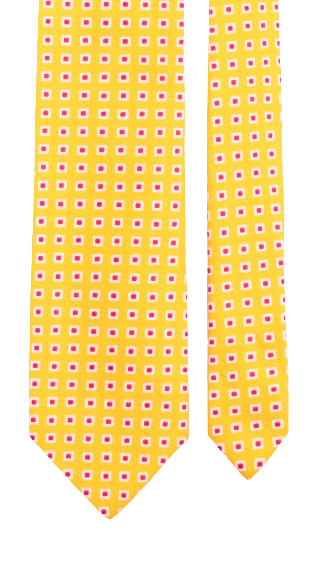 Cravatta di Cotone Gialla Fantasia Fucsia Bianco 7663 Made in Italy Graffeo Cravatte Pala