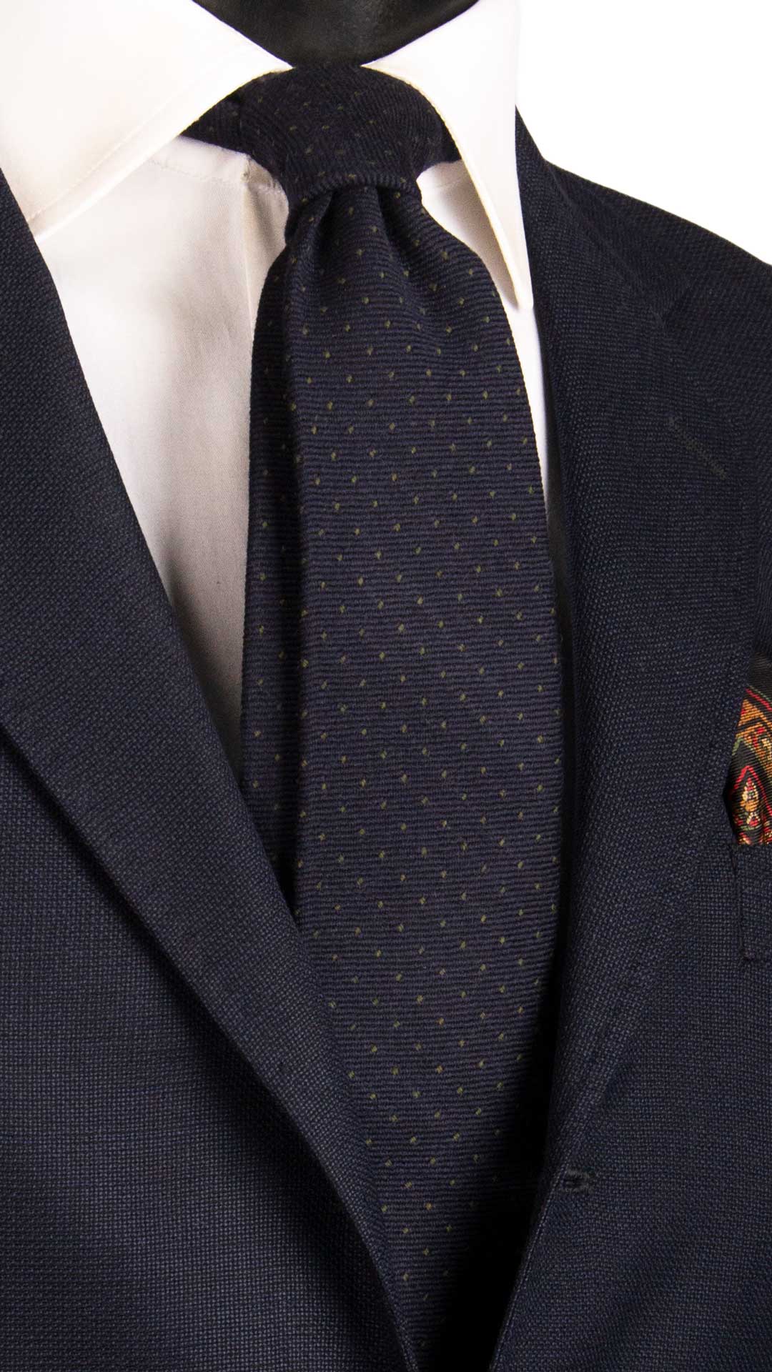 Cravatta-di-Lana-Blu-Fantasia-Verde-L1051