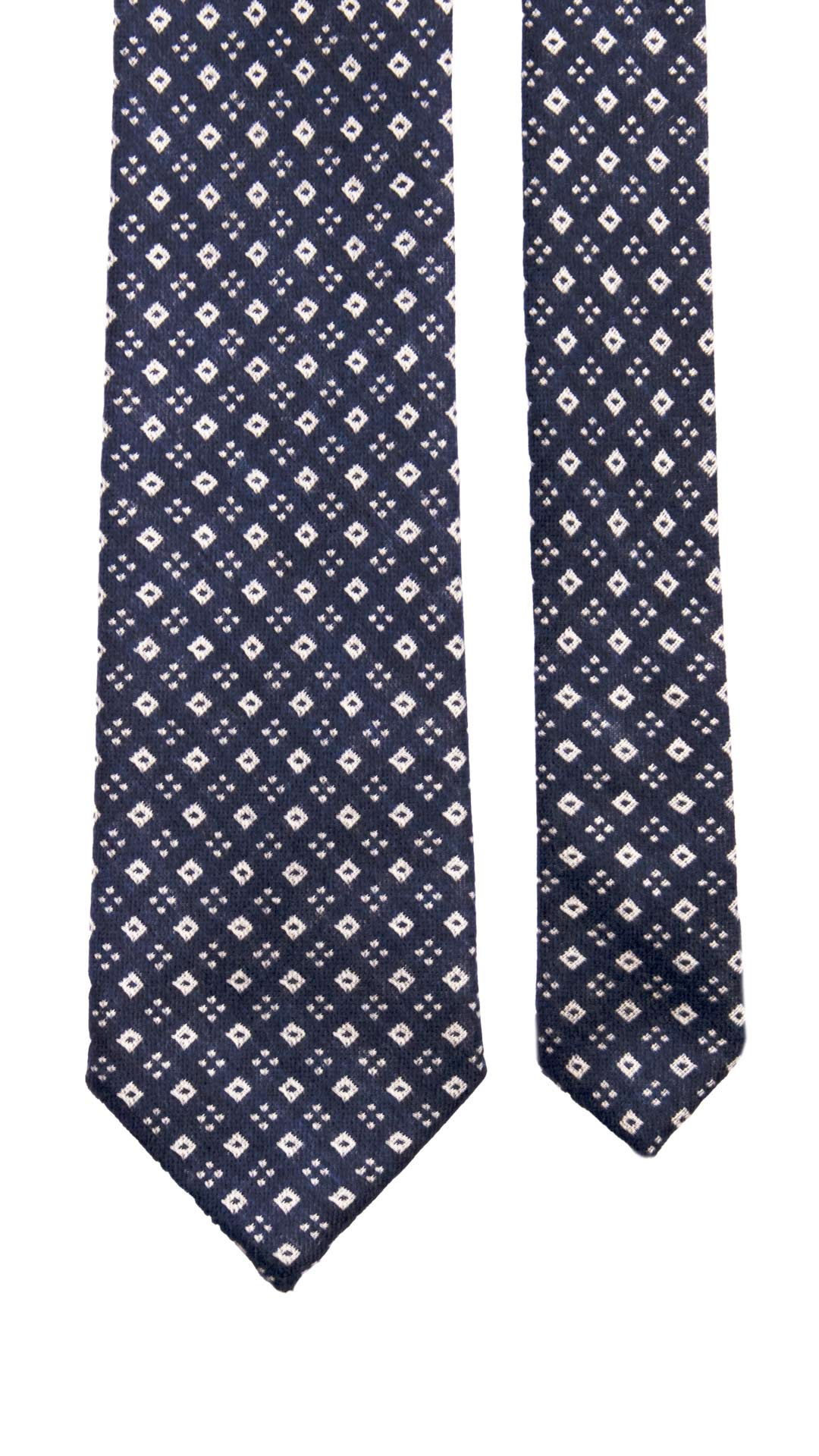 Cravatta di Lana Blu Navy Fantasia Bianca Made in italy Graffeo Cravatte Pala