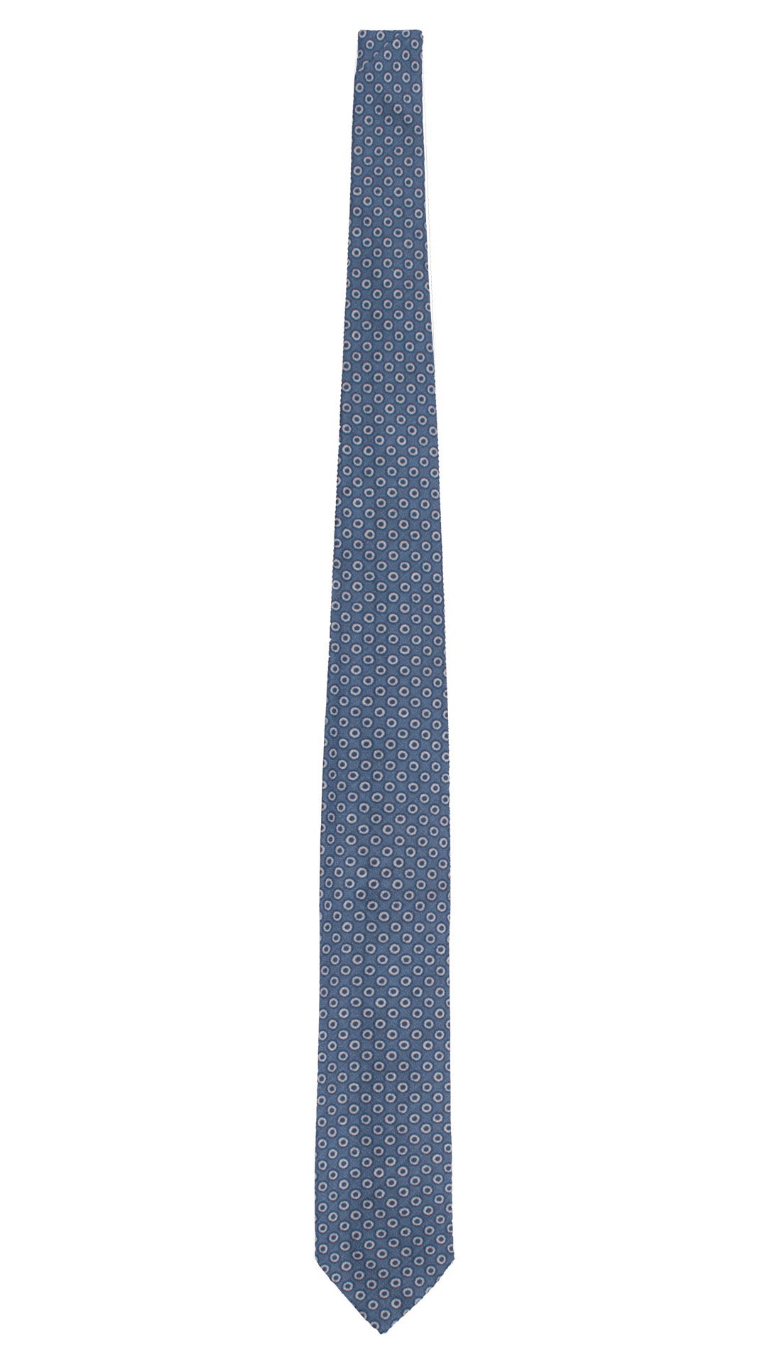 Cravatta di Lana Blu Navy Fantasia Grigio Tortora L1199 Made in Italy Graffeo Cravatte Intera