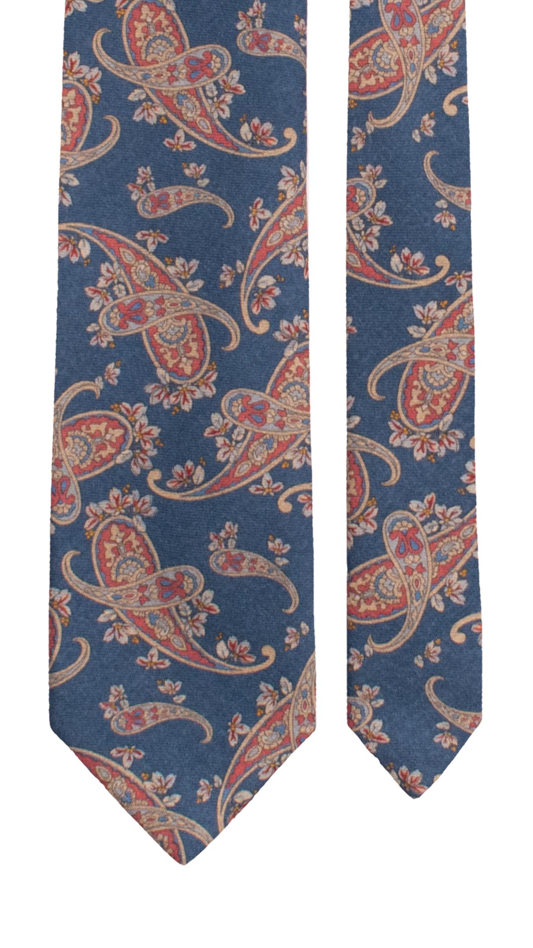 Cravatta di Lana Blu Navy Paisley Multicolor L1330 Made in Italy Graffeo Cravatte Pala