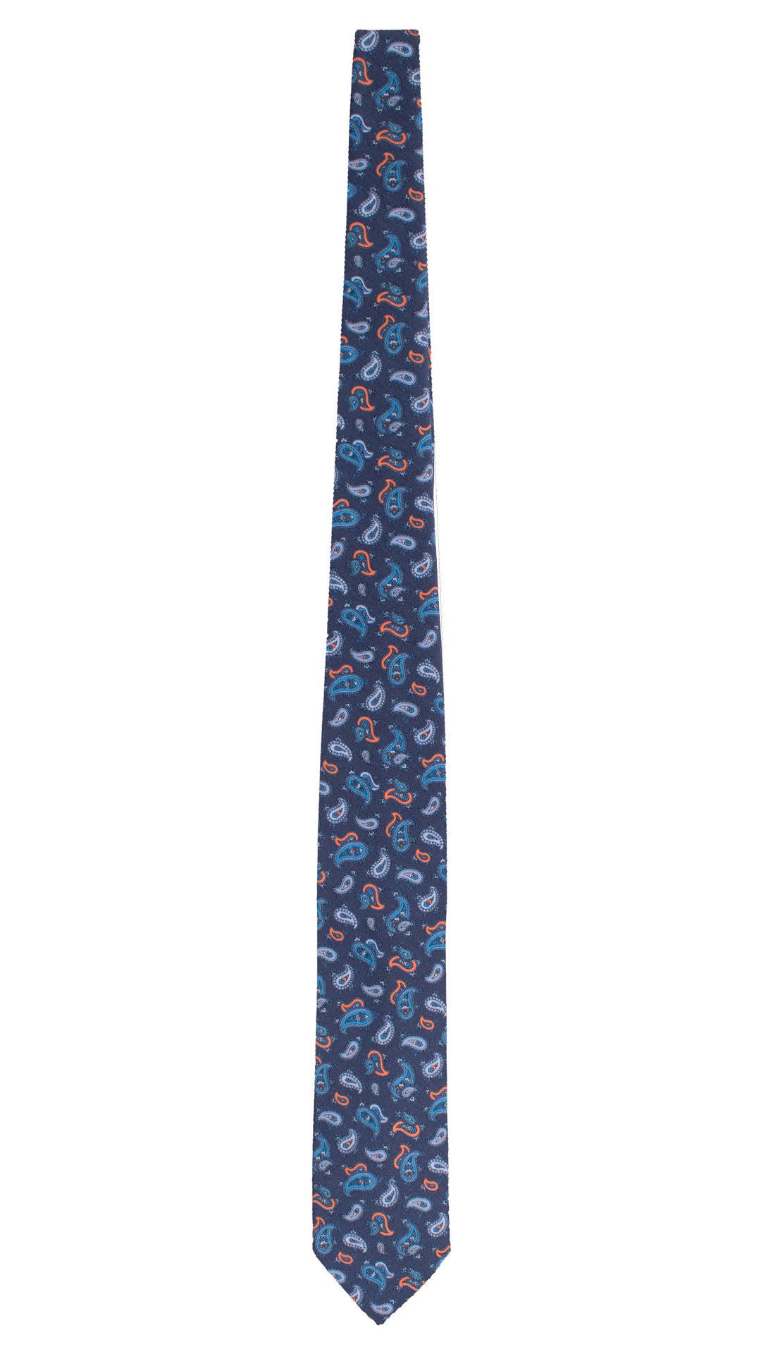 Cravatta di Lana Blu Navy Paisley Multicolor L1392 Made in Italy Graffeo Cravatte Intera