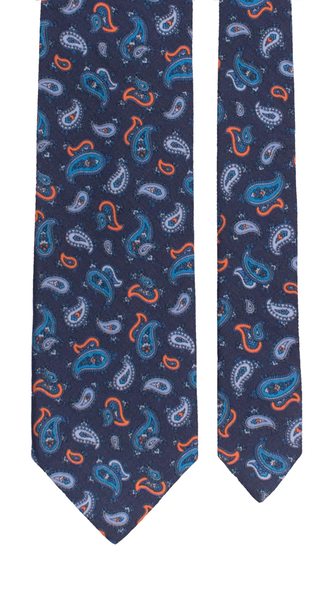 Cravatta di Lana Blu Navy Paisley Multicolor L1392 Made in Italy Graffeo Cravatte Pala