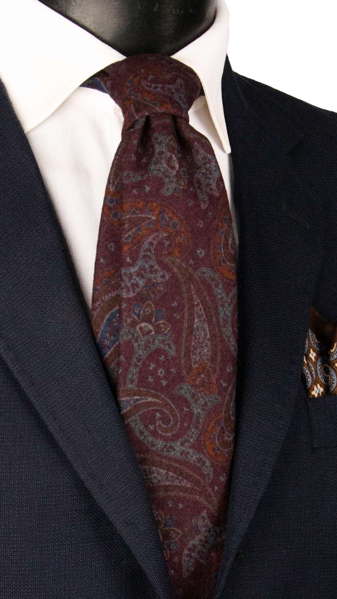 Cravatta di Lana Borgogna Paisley Multicolor L1220 Made in Italy Graffeo Cravatte